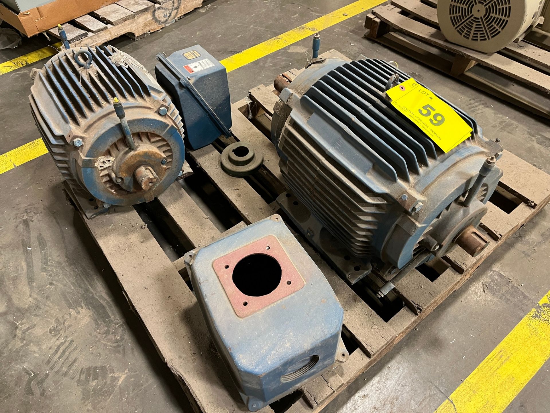 LOT OF (2) SIEMENS 15HP MOTORS, 1,180 RPM, 460V, 326T FRAME (PAPER MACHINE BUILDING WAREHOUSE, ROW