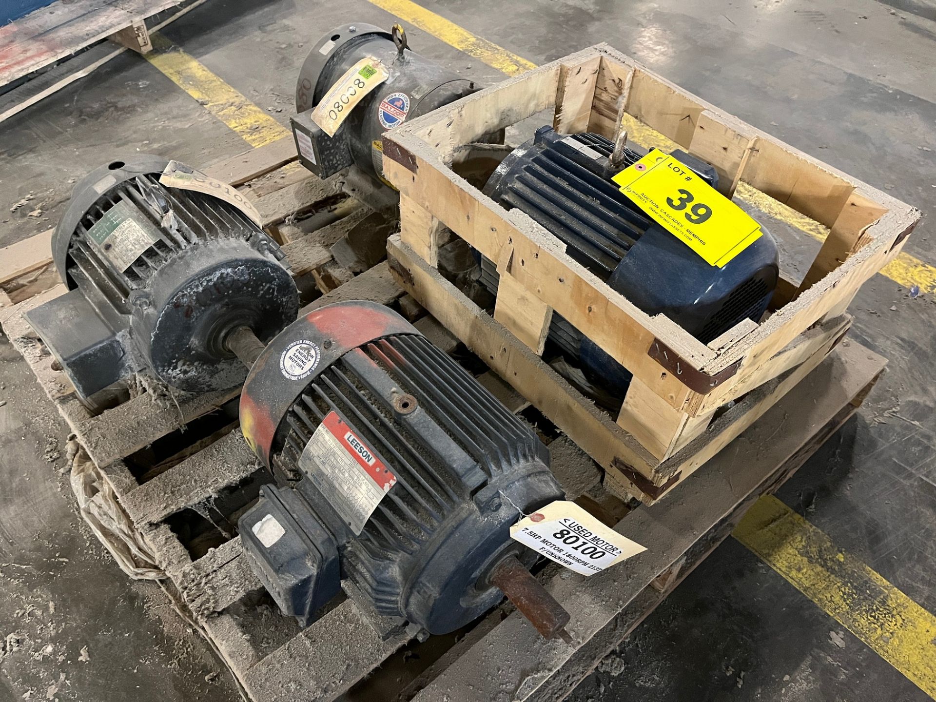 LOT OF (4) 7.5HP MOTORS (NORTH AMERICAN ELECTRIC, LEESON, LINCOLN, BALDOR), 208-230/460V, 1,465 /