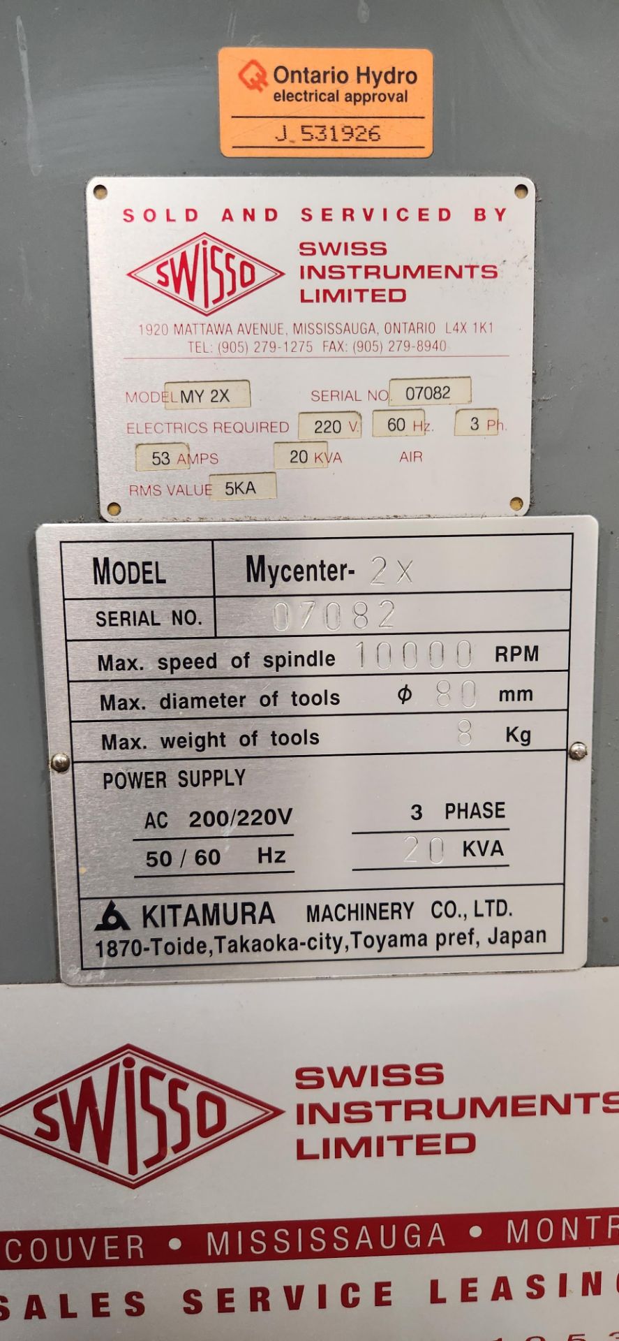 KITAMURA MYCENTER-2X 3+2-AXIS CNC VERTICAL MACHINING CENTER, CNC CONTROL, TRAVELS: X-23”, Y-20”, Z- - Image 17 of 18