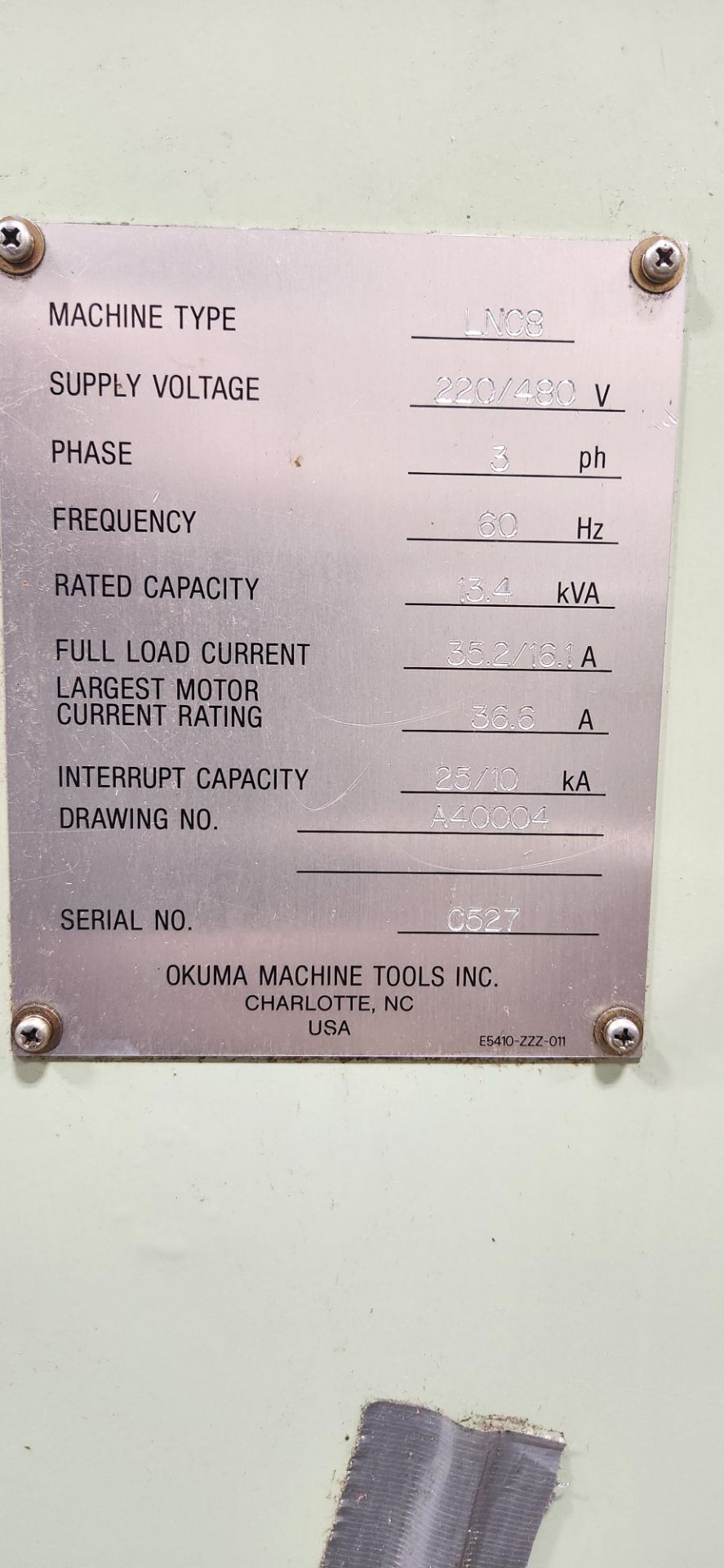 OKUMA CADET LNC8 CNC TURNING CENTER, CNC CONTROL, 10” 3-JAW CHUCK, TAILSTOCK, 12-STATION TURRET, 9. - Image 12 of 14