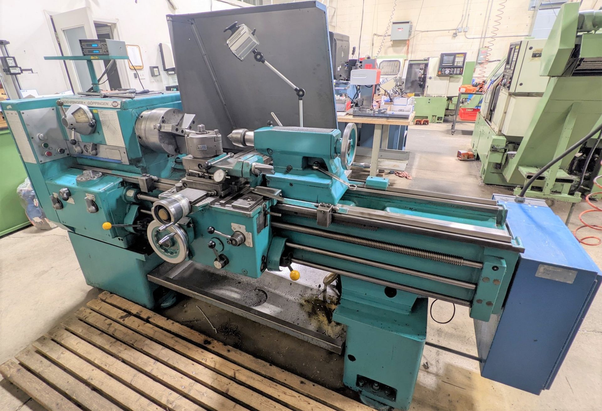 VDF BOEHRINGER GOPPINGEN LATHE, ACU-RITE 2-AXIS DRO, 10” 3-JAW CHUCK, 22” SWING, 60” BED, TOOL POST,