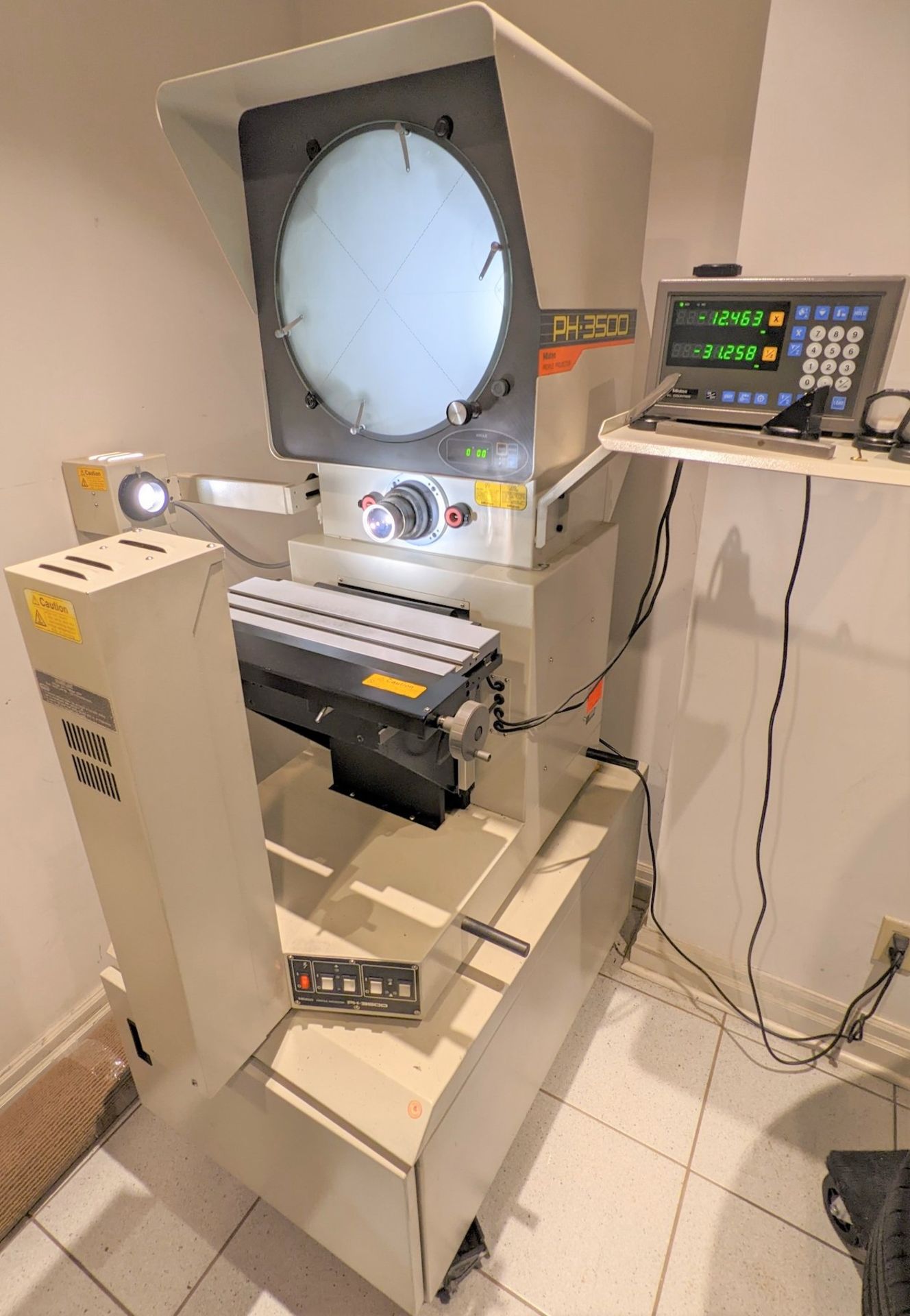 MITUTOYO PH-3500 OPTICAL COMPARATOR, 2-AXIS DRO, S/N 110111 (RIGGING FEE $150)