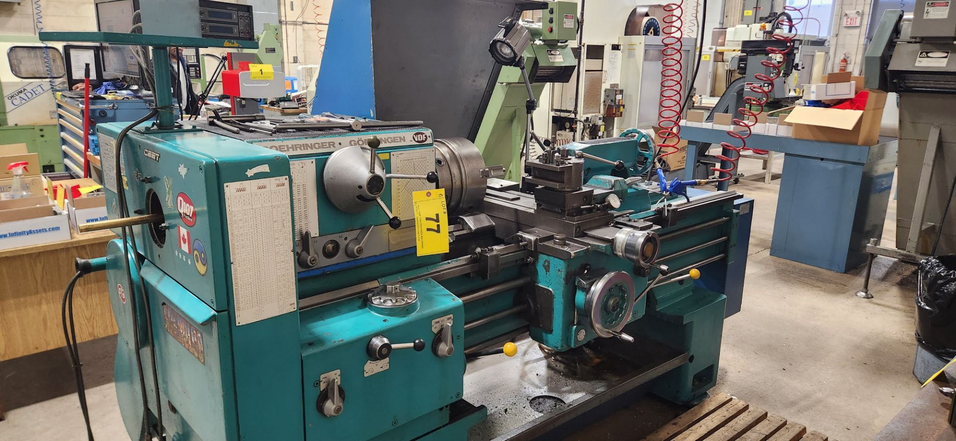 VDF BOEHRINGER GOPPINGEN LATHE, ACU-RITE 2-AXIS DRO, 10” 3-JAW CHUCK, 22” SWING, 60” BED, TOOL POST, - Image 12 of 24