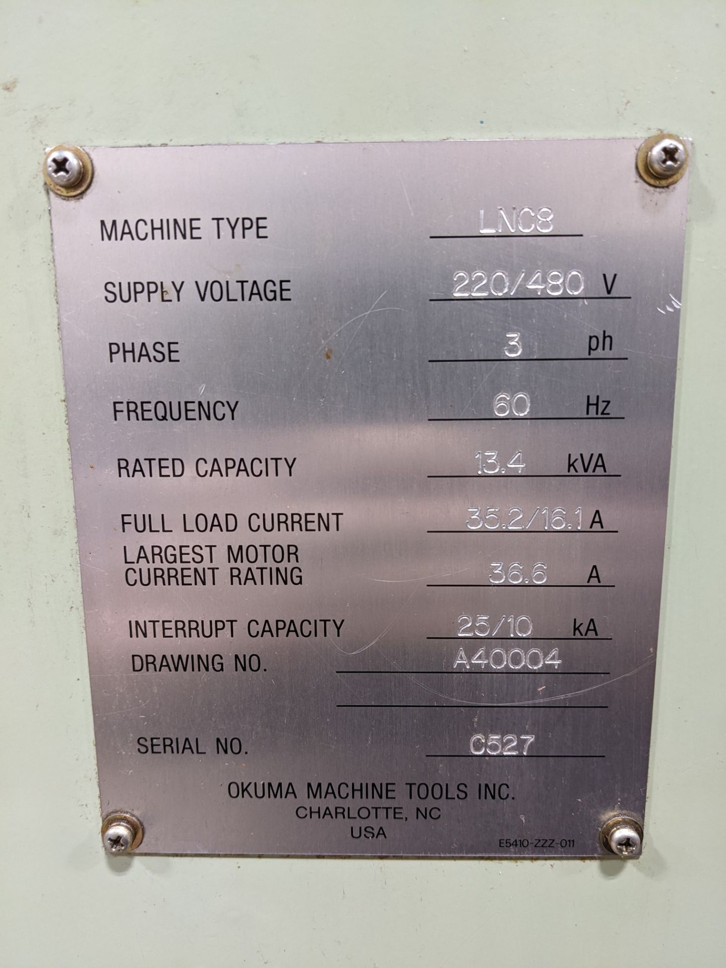 OKUMA CADET LNC8 CNC TURNING CENTER, CNC CONTROL, 10” 3-JAW CHUCK, TAILSTOCK, 12-STATION TURRET, 9. - Image 8 of 14