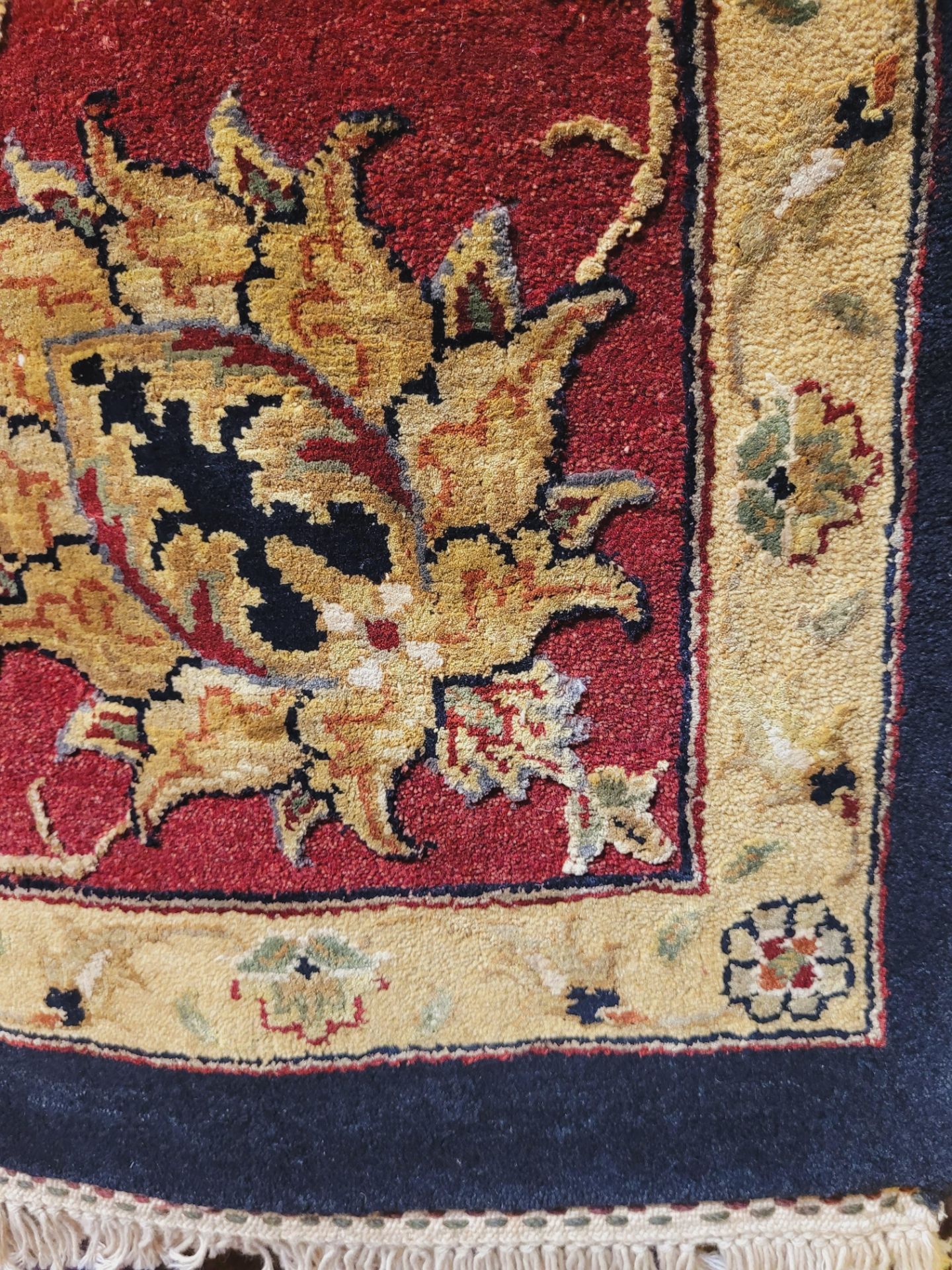 8'10" X 12' EBONY/RED - WOOL/SILK HAND KNOTTED IN INDIA - MSRP $13,475.00 (LOCATED IN GALLERY - Image 3 of 8