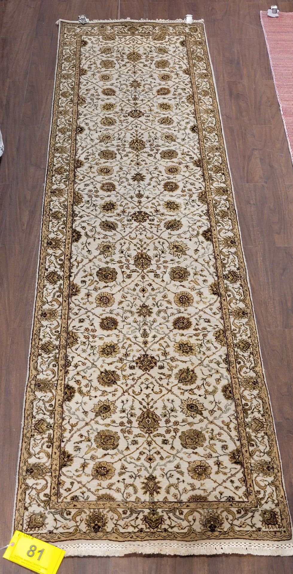 2'11" X 11'01" - IVORY - WOOL AND SILK HAND KNOTTED IN INDIA - MSRP $5,596.00 (LOCATED ON HAND