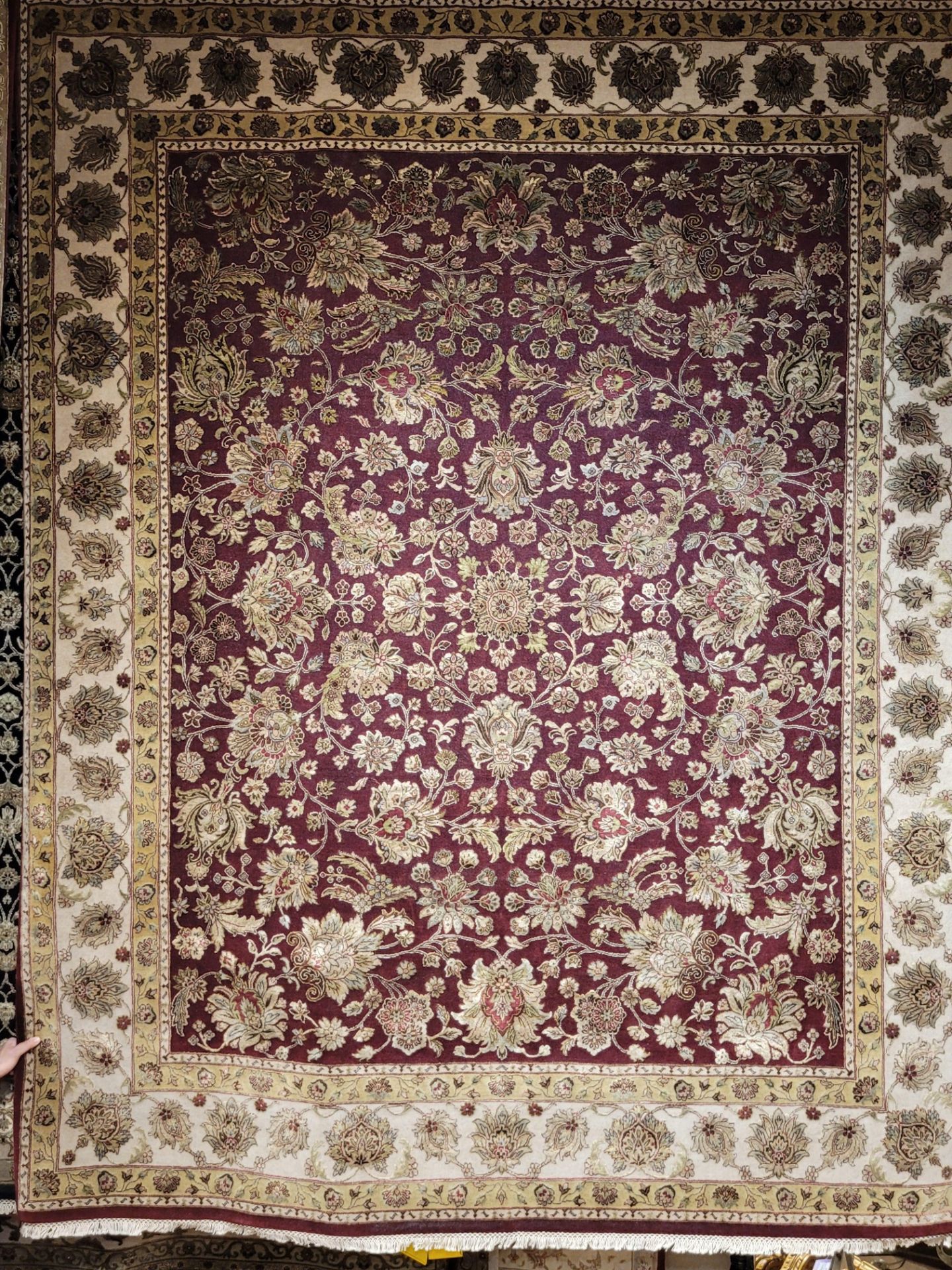 8'3" X 10'3" DEEP RED/BEIGE - WOOL/ART. SILK HAND KNOTTED IN INDIA - MSRP $12,475.00 (LOCATED IN