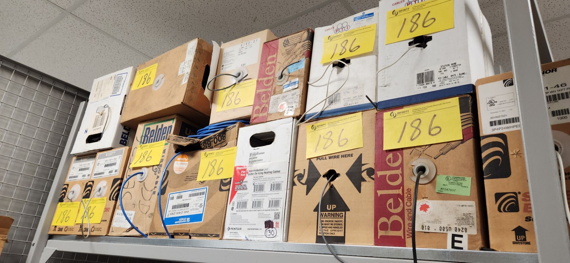 LOT OF ELECTRICAL CABLES IN BOXES AND PANDUIT RACKS IN CARTONS (TOP SHELF / (1) SECTION AND FLOOR - Image 2 of 5