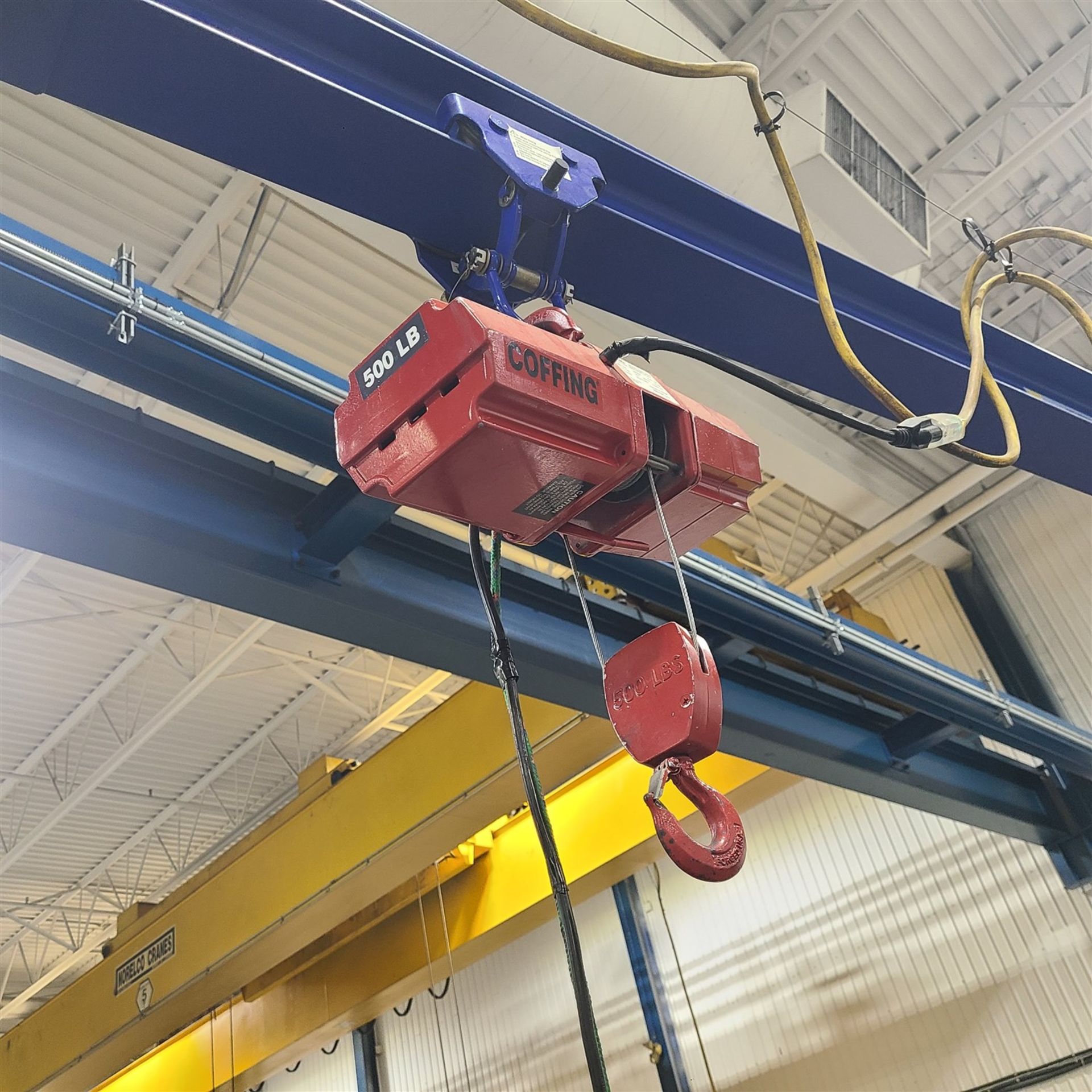 1000 LB. CAP. JIB HOIST, 360 DEGREE, 10 FT. JIB, COFFING 500 LB. 1 PH HOIST W/PENDANT CONTROL - Image 5 of 5