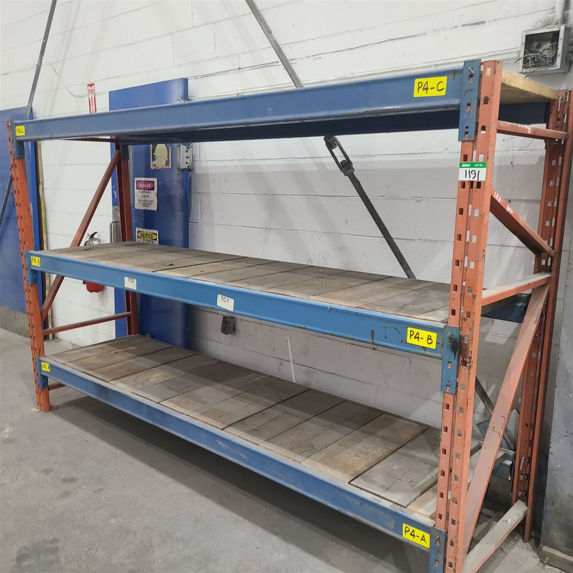 2 SECTIONS OF PALLET RACKING - (1) 3 X 12 FT. X 42 IN. UPS, (8) 6 IN. X 12 FT. BEAMS, (12) WIRE - Image 2 of 6