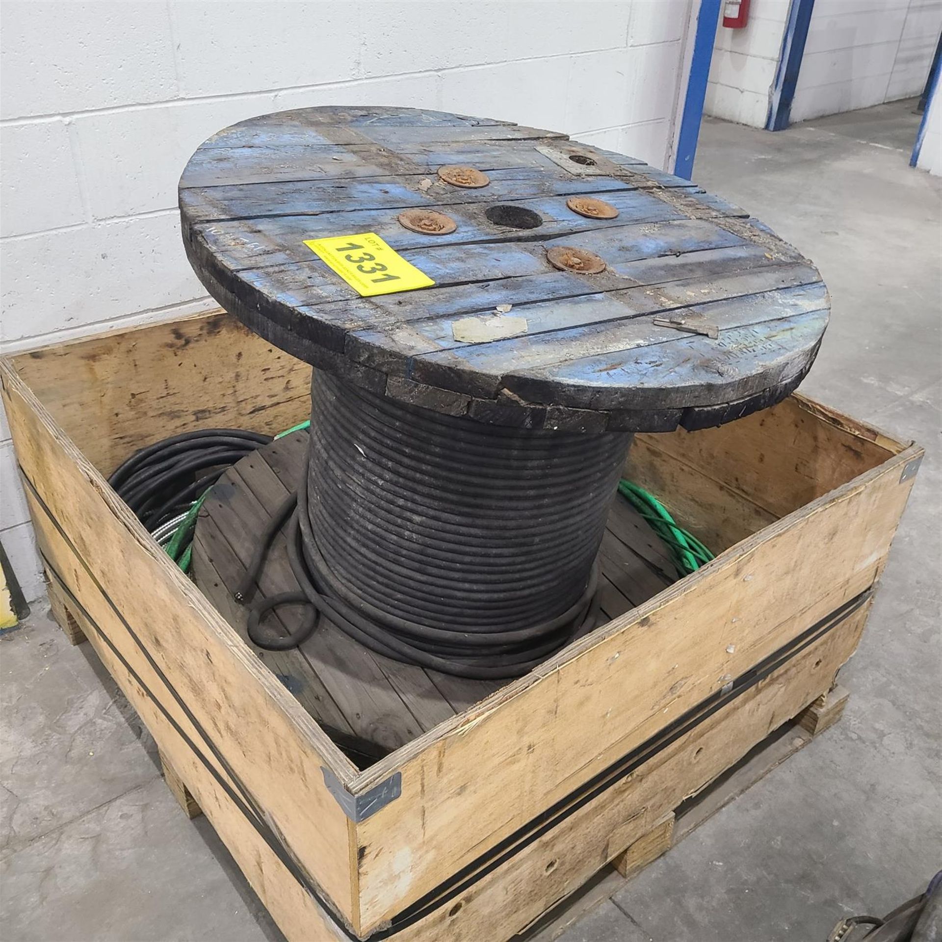 WOOD BOX OF ELEC. WIRE CABLE