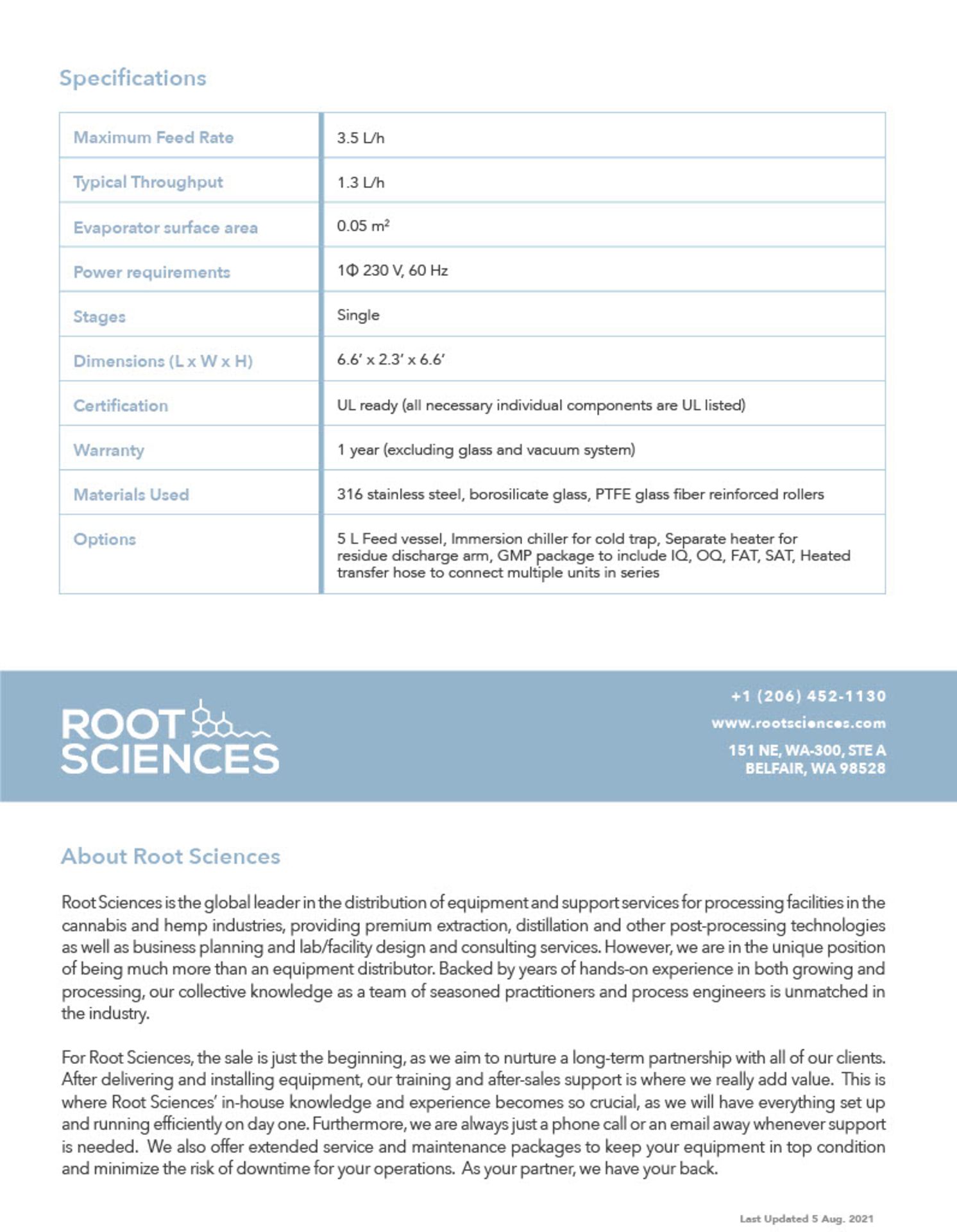 ROOTS SCIENCE VKL 70-5 WIPED FILM SHORT PATH DISTILLATION SYSTEM - 3.5 L/H MAX. FEED RATE, 1.3 L/H - Image 23 of 23