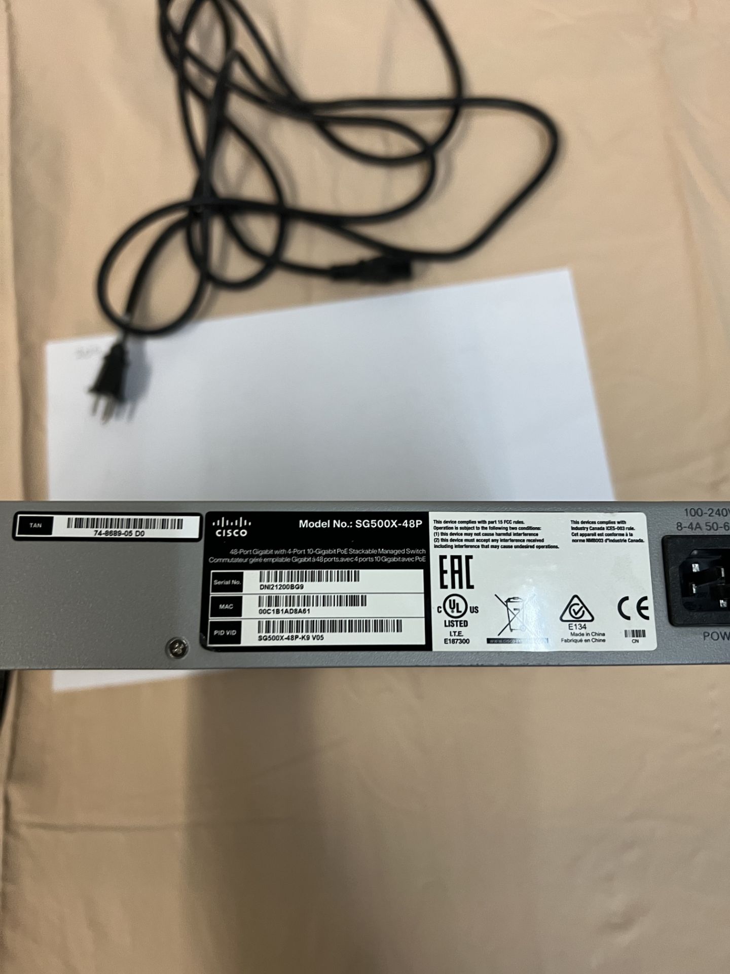 48- PORT GIGABIT WITH 4-PORT 10-GIGABIT PoE STACKABLE MANAGED SWITCH, S/N DNI205006P4 (LOCATED IN - Image 2 of 2