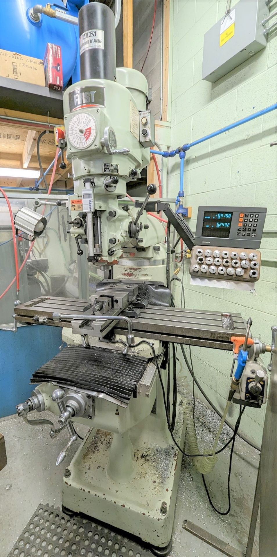 2003 FIRST LC1-1/2VS VERTICAL MILLING MACHINE, HEIDENHAIN 2-AXIS DRO, 2HP, ALIGN POWER FEED, ALIGN