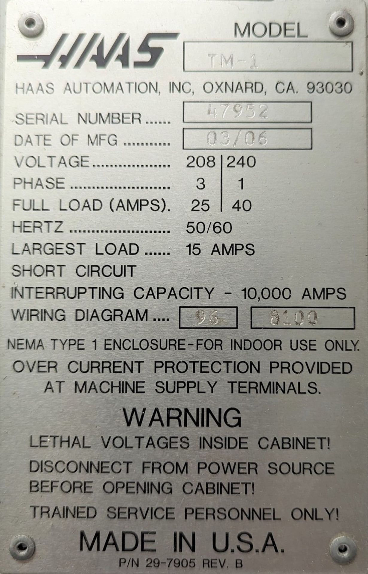 2006 HAAS TM-1 CNC TOOL ROOM MILL, CNC CONTROL, CAT40, CHIP GUARD SYSTEM, COOLANT PUMP, RIGID - Image 8 of 13