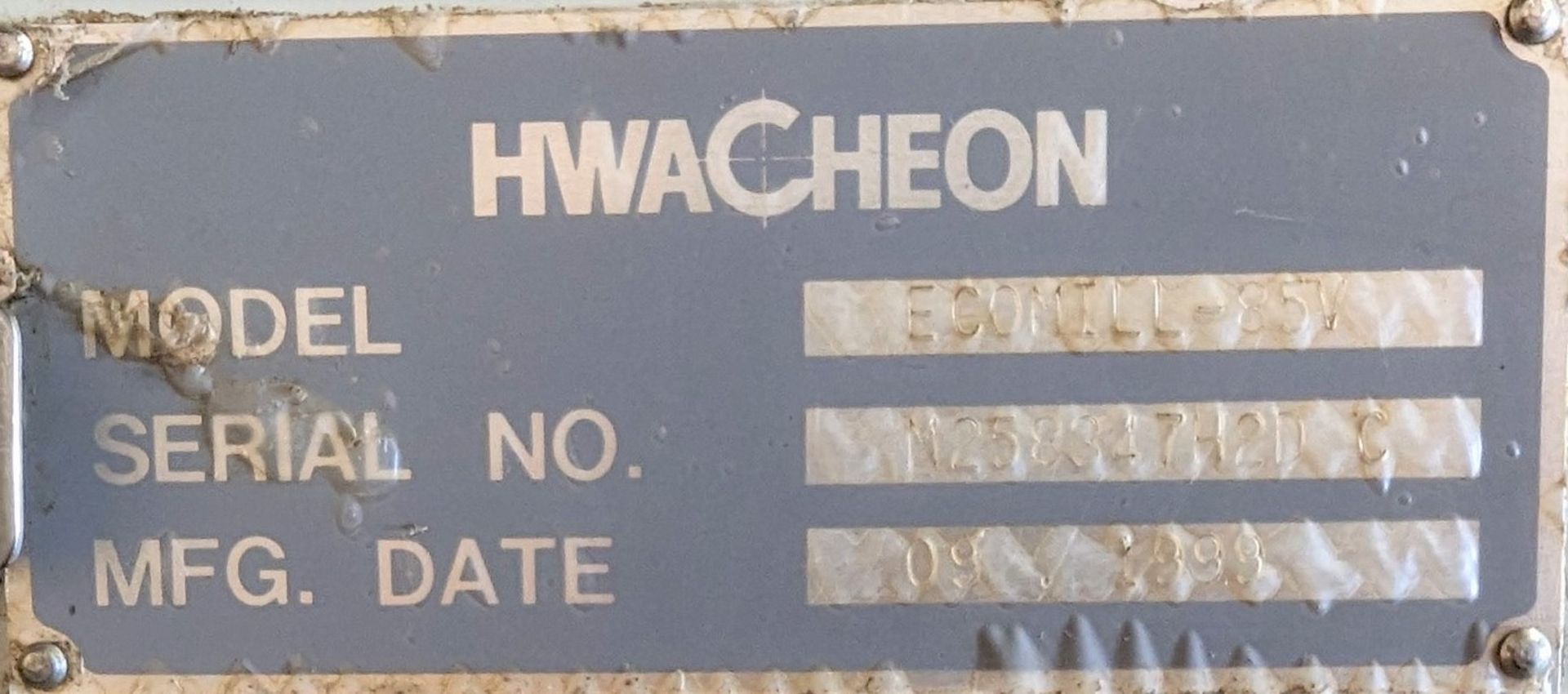 HWACHEON ECOMIL-85V CNC VERTICAL MACHINING CENTER, FANUC 18-M CNC CONTROL, TRAVELS: X-78.7”, Y-33. - Image 13 of 25
