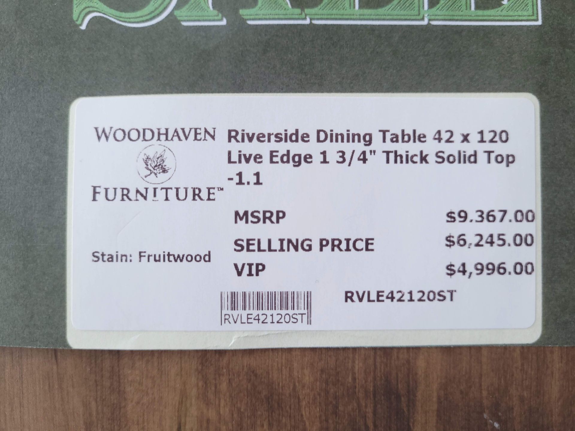 RIVERSIDE LIVE EDGE DINING TABLE - MSRP $9,367.00 - (TABLE ONLY CHAIRS LOTTED SEPARATELY) - Image 6 of 7