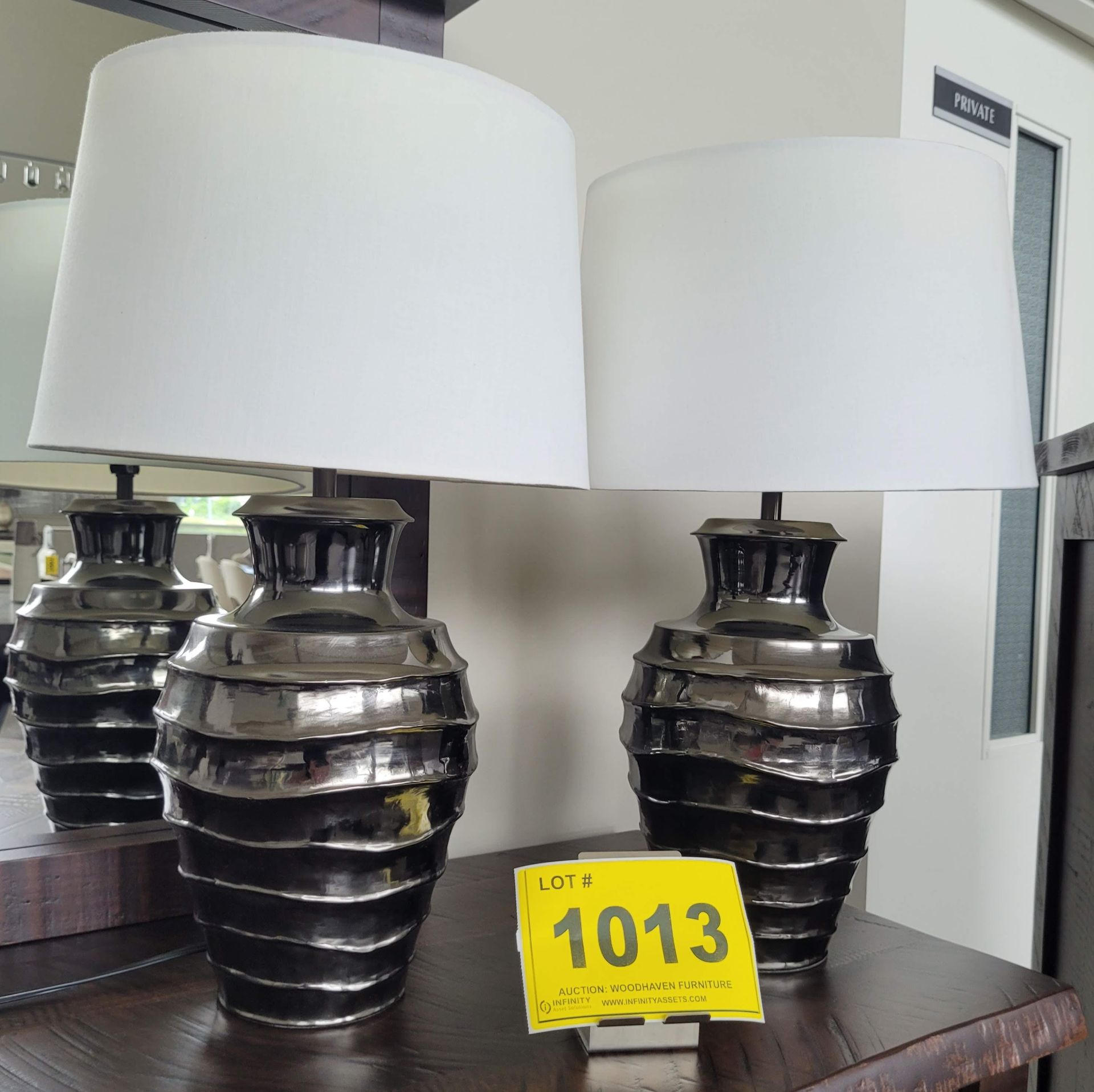 PAIR OF PEWTER LAMPS