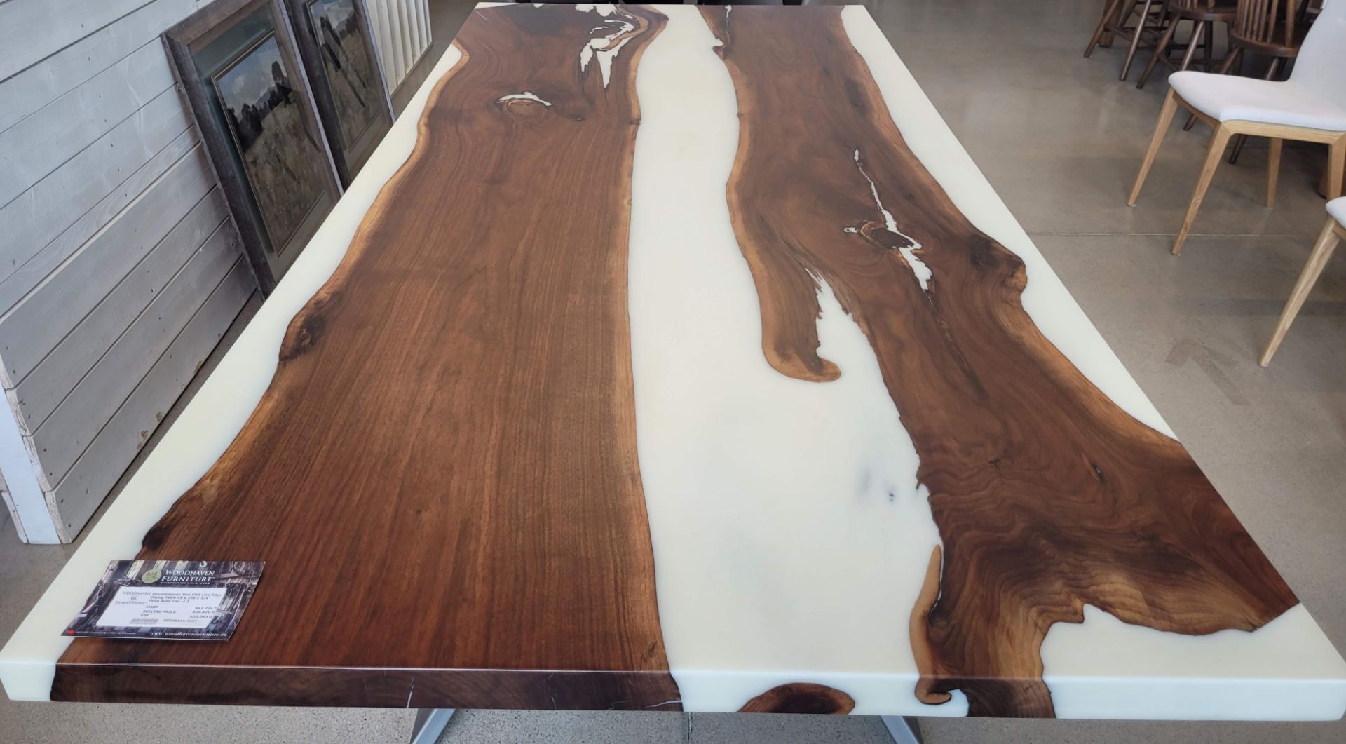 POURED EPOXY TWO SLAB LIVE EDGE DINING TABLE, 48" X 108" X 1 3/4", THICK SOLID TOP - MSRP $43,244.00 - Image 5 of 7