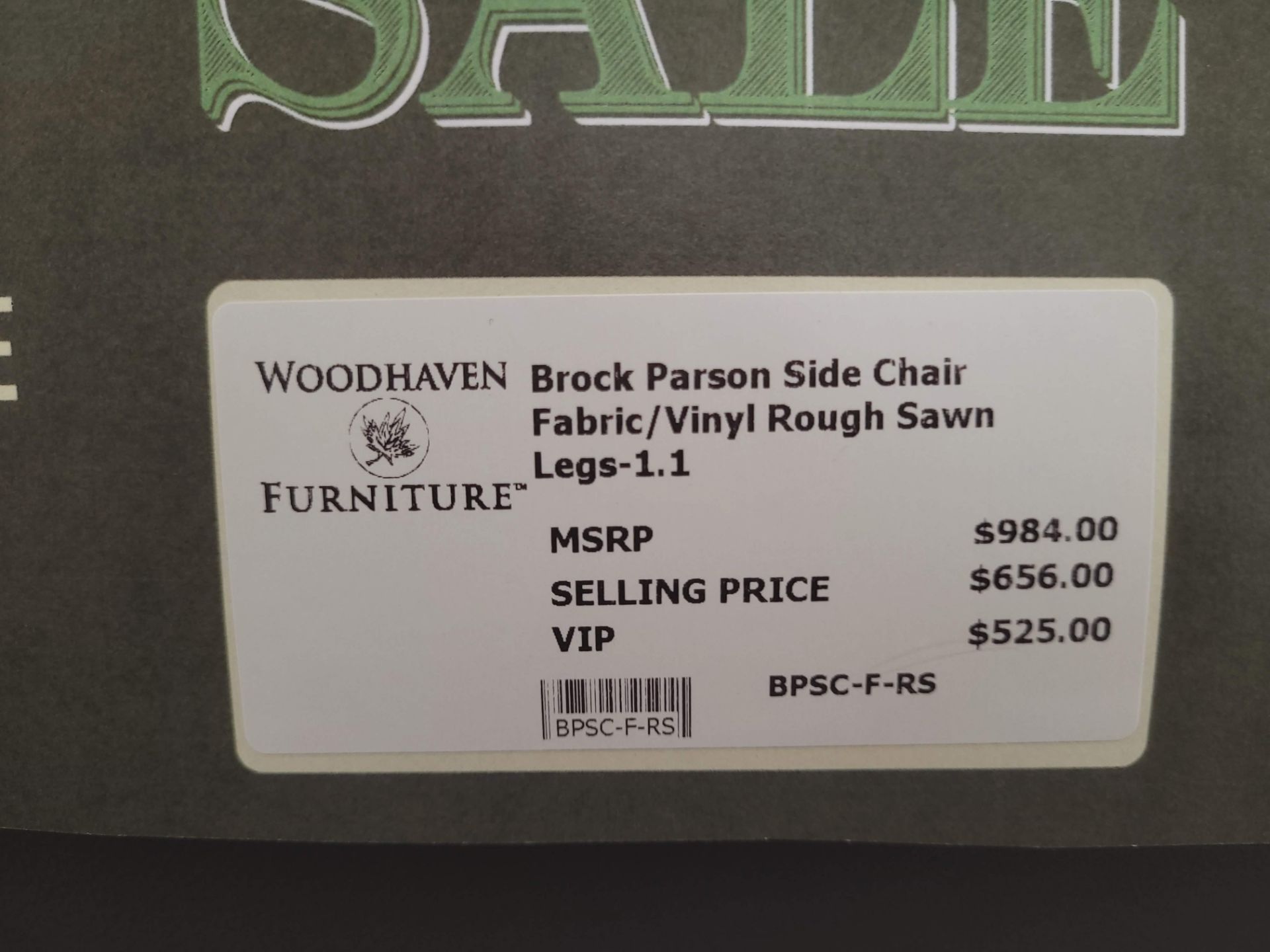 BROCK PARSON SIDE CHAIR W/ VINY; ROUGH SAWN LEGS - MSRP $984.00 - Image 4 of 4