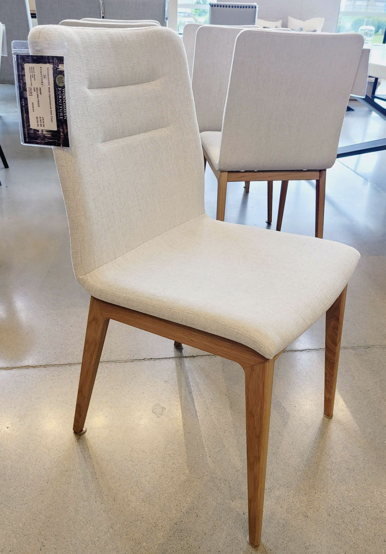 MOBI UPHOLSTERED SIDE CHAIR, RUSTIC WHITE OAK LEGS- MSRP $939.00 EA. - Image 3 of 7