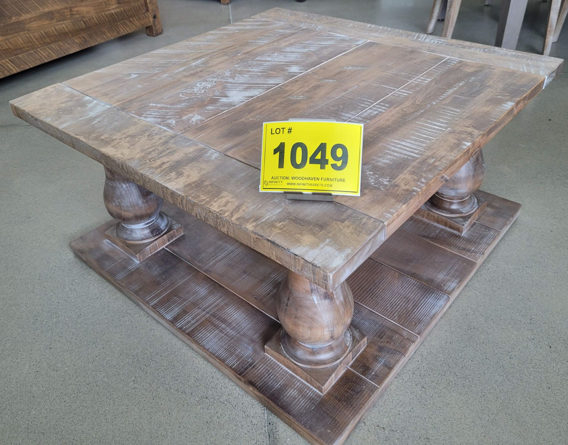 DISTRESSED FINISH COFFEE TABLE - 36" X 36" X 18"