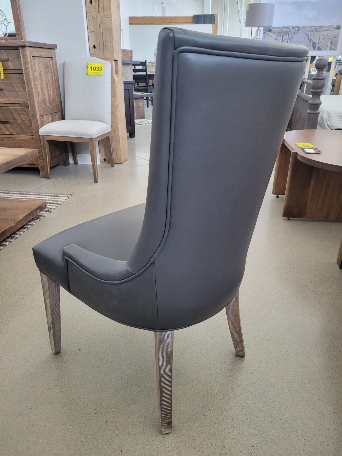 GREY LEATHER SIDE CHAIR - Image 2 of 5