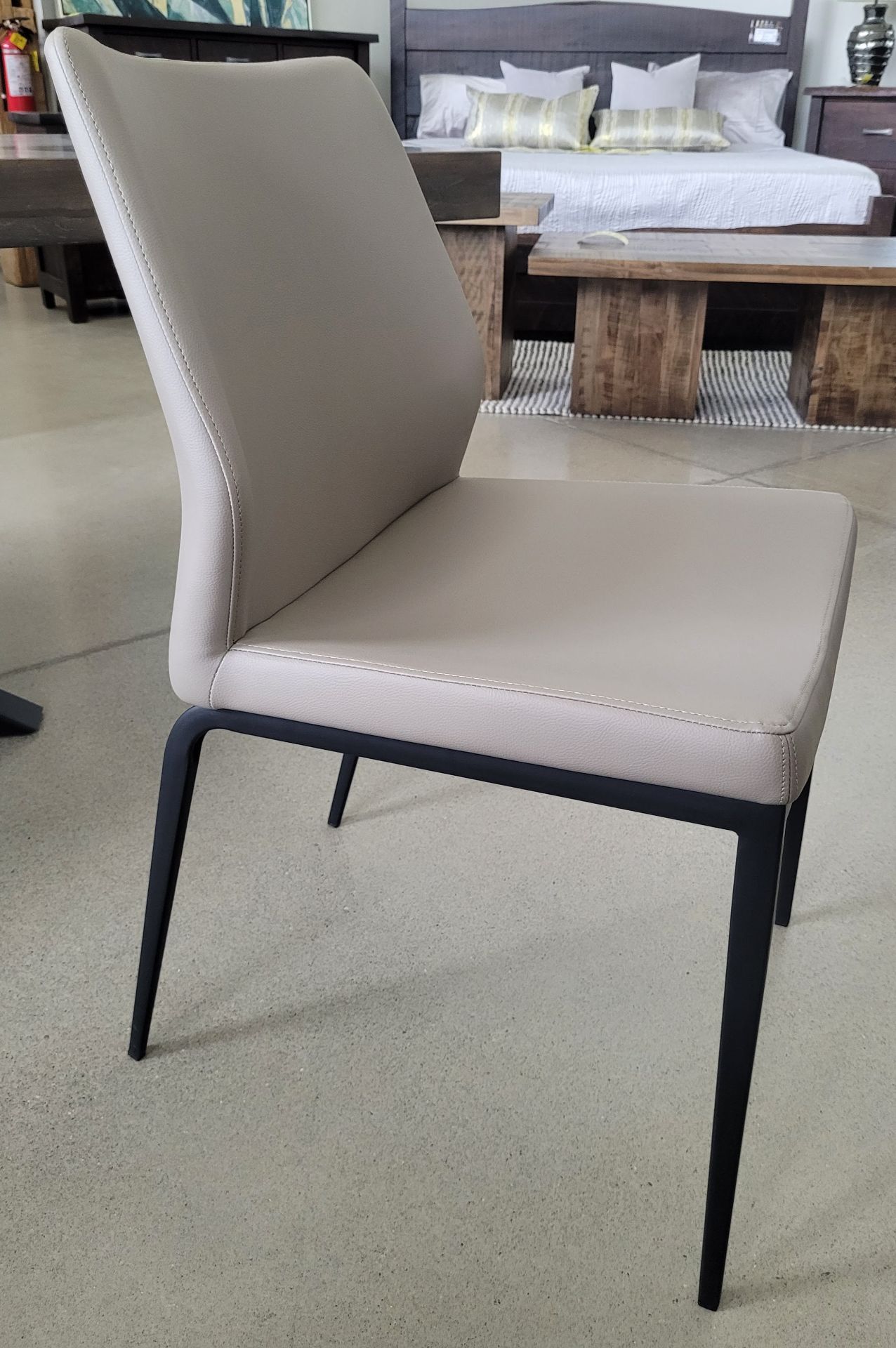 TAUPE KA UPHOLSTERED SIDE CHAIR, MATTE BLACK LEGS - MSRP $435.00 EA. - Image 2 of 6