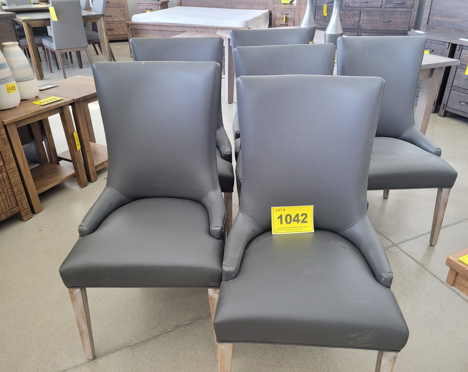 GREY LEATHER SIDE CHAIR