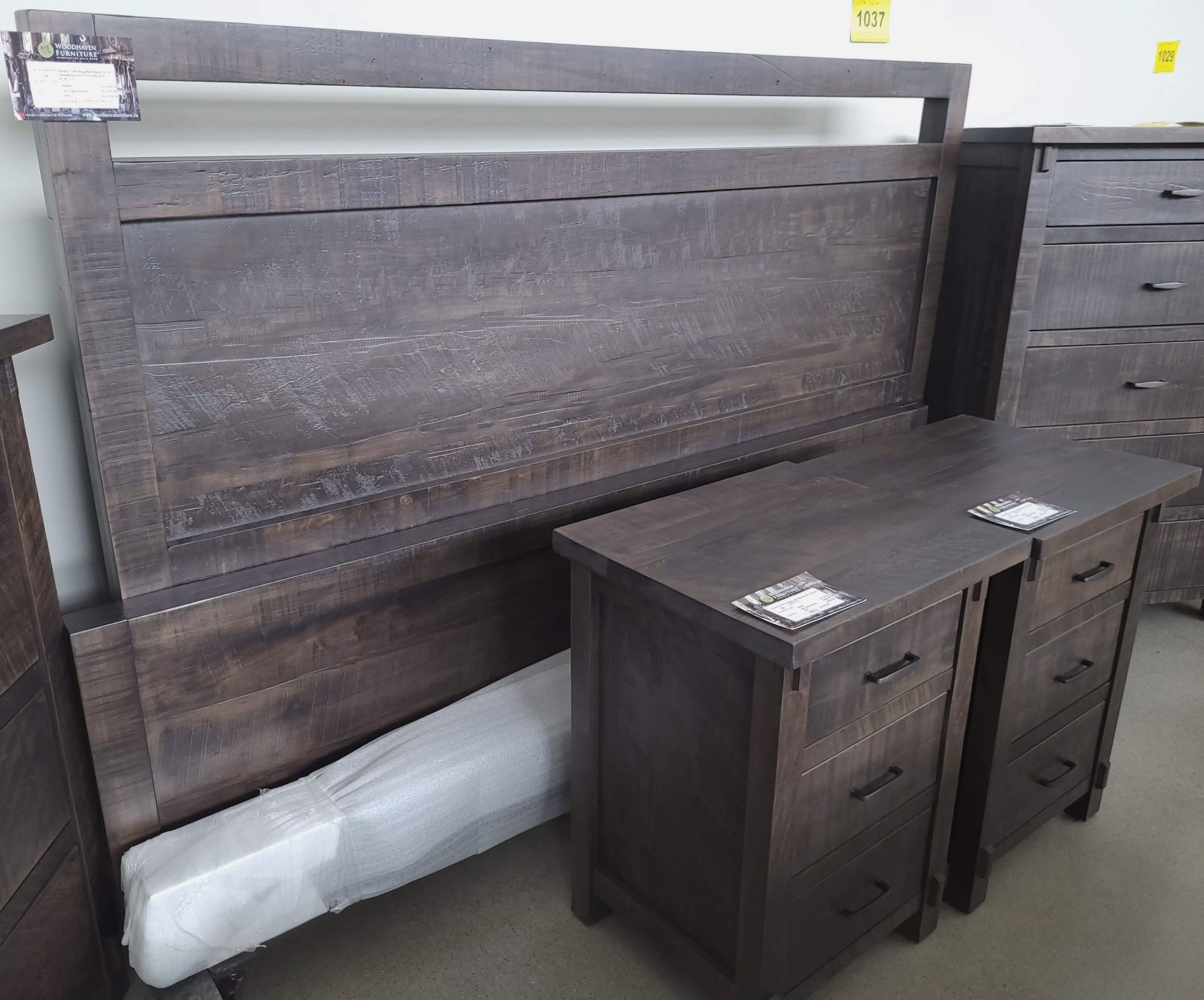 SET OF (1) RUSTIC LOFT KING BED - MSRP $3,194.00 W/ (2) RUSTIC LOFT NIGHTSTANDS - MSRP $1,245.00 EA. - Image 2 of 12