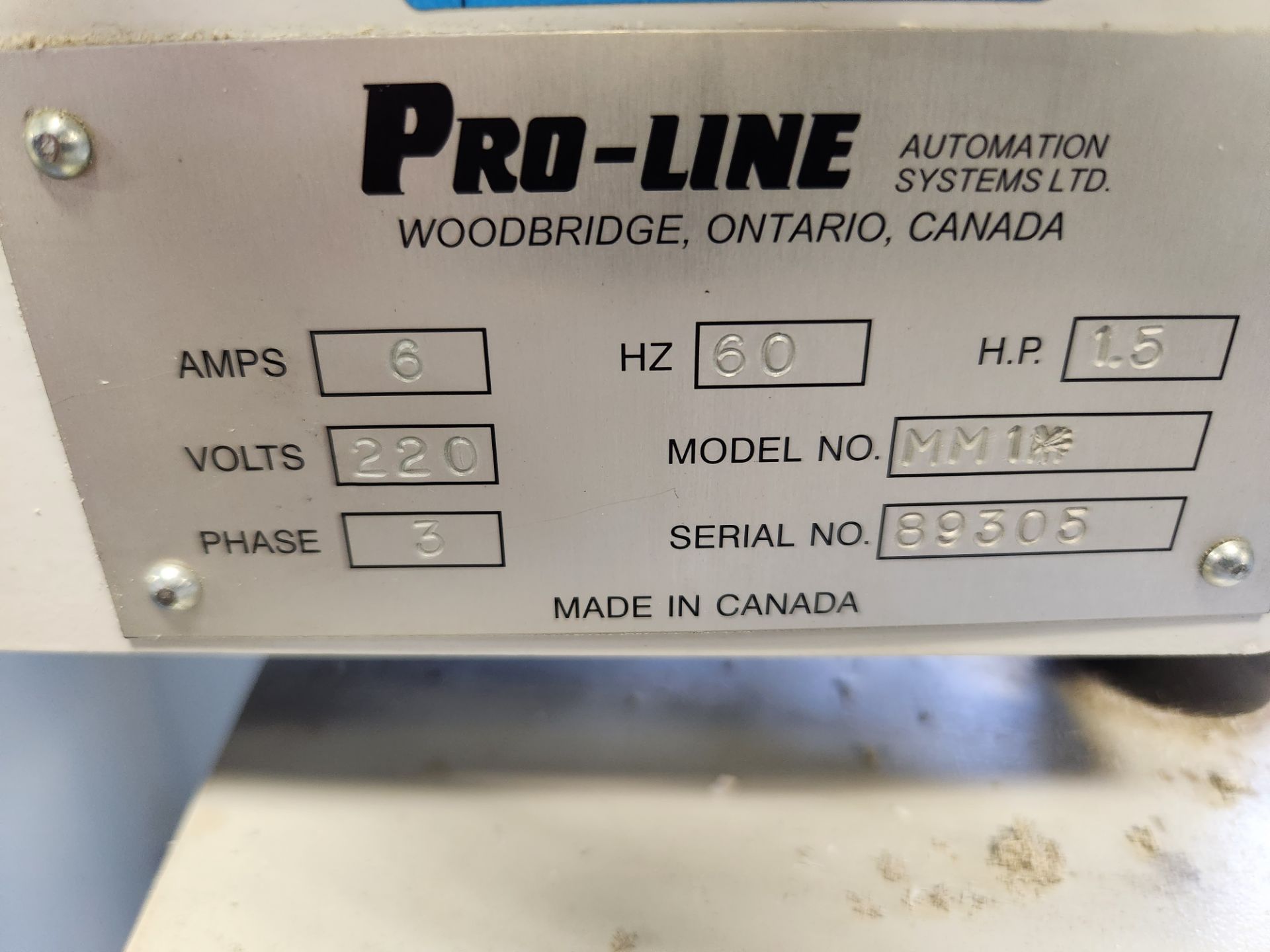 PRO-LINE MM1 PROFILER, 1/5HP, S/N 89305 - Image 2 of 2