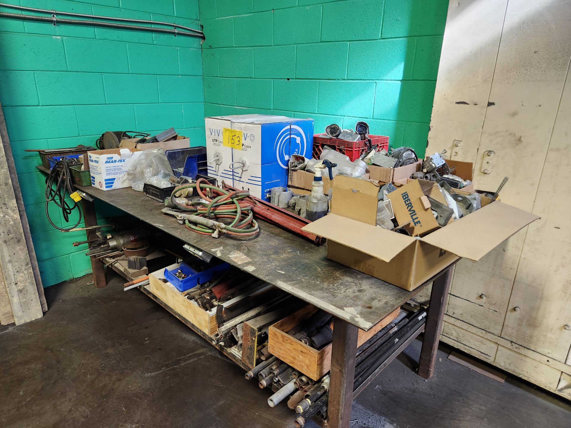 METAL WORKBENCH W/ CONTENTS INCLUDING ASST. OXY / ACETYLENE HOSE, GAUGES, ETC. - Image 2 of 2