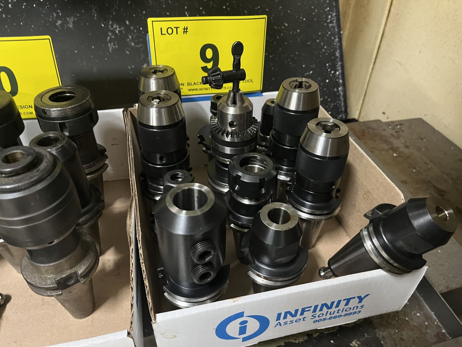 LOT OF (12) CAT40 TOOL HOLDERS W/ ATTACHMENTS
