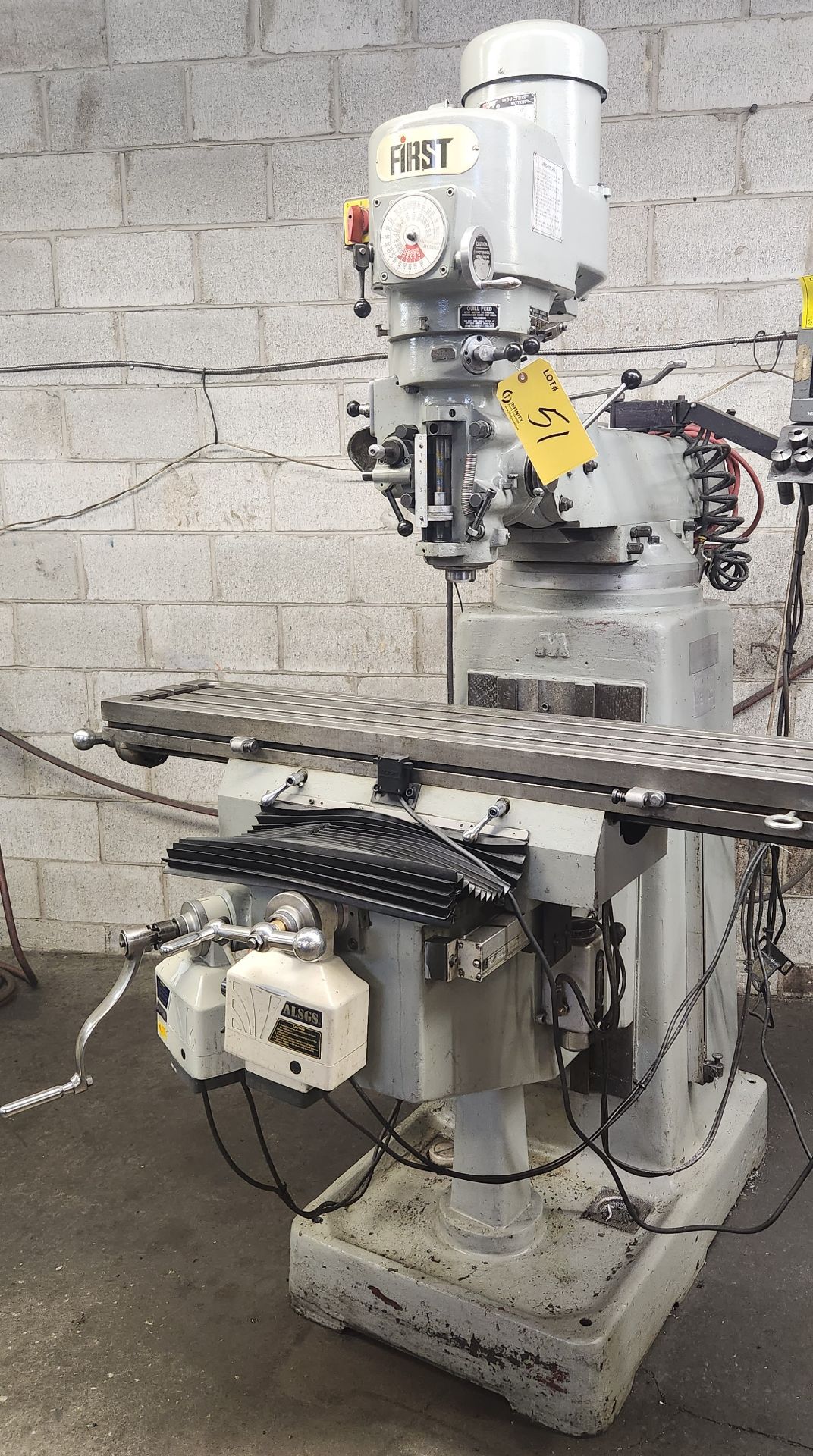 FIRST LC-185VS VERTICAL MILLING MACHINE, HEIDENHAIN 2-AXIS DRO, POWER FEEDS, 3HP, 10” X 50” TABLE, - Image 13 of 19