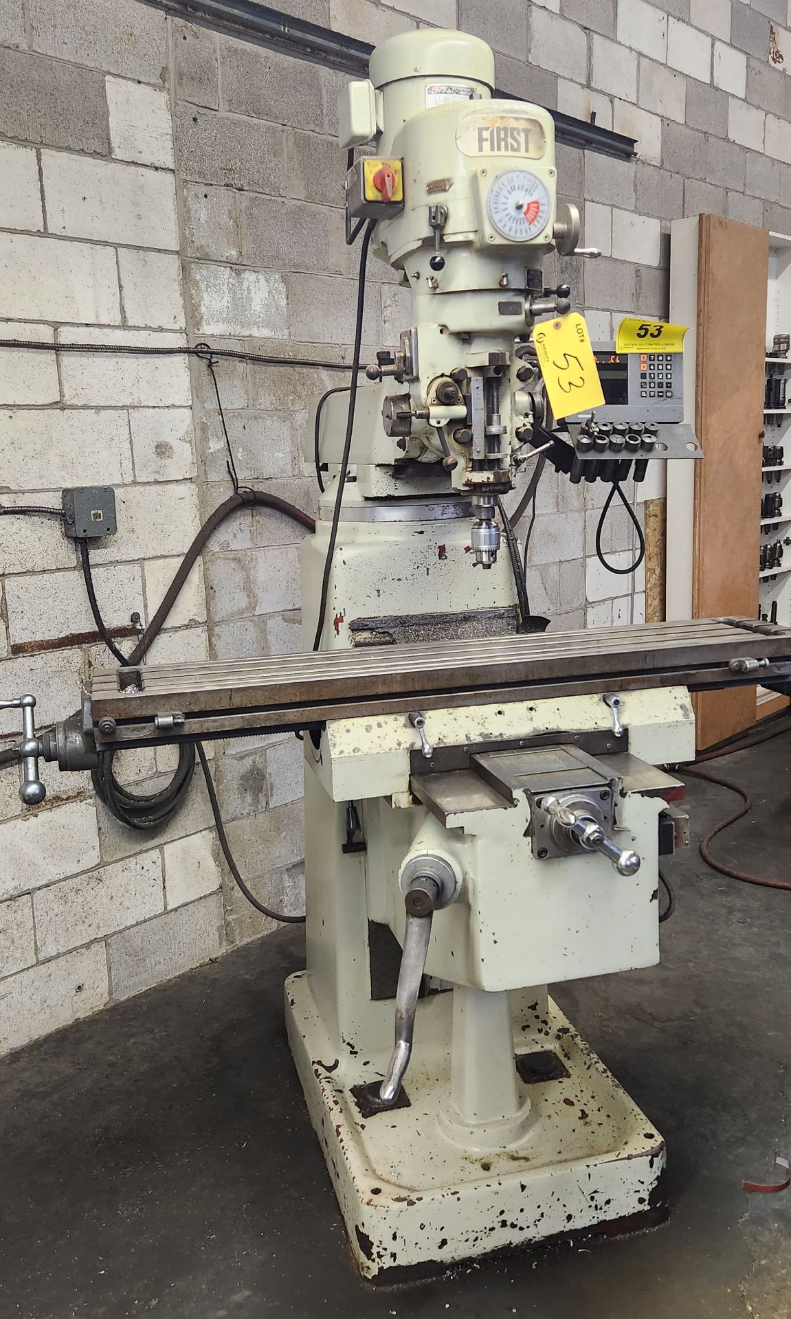 FIRST LC-185VS VERTICAL MILLING MACHINE, HEIDENHAIN 2-AXIS DRO, 3HP, 10” X 50” TABLE, S/N 60302139 - Image 10 of 13