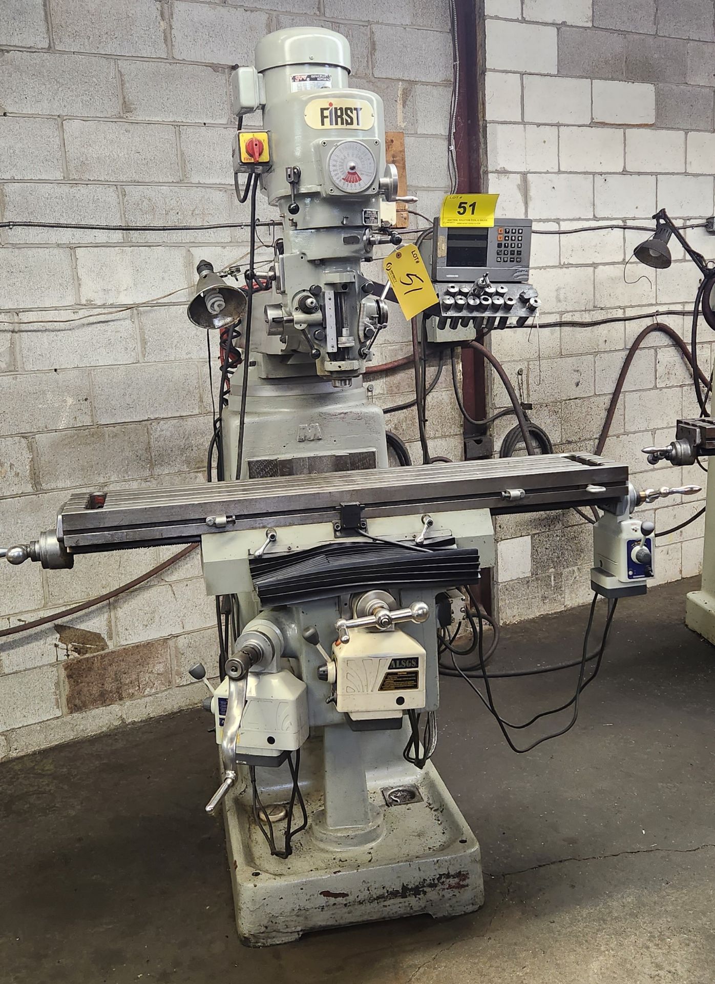 FIRST LC-185VS VERTICAL MILLING MACHINE, HEIDENHAIN 2-AXIS DRO, POWER FEEDS, 3HP, 10” X 50” TABLE, - Image 11 of 19