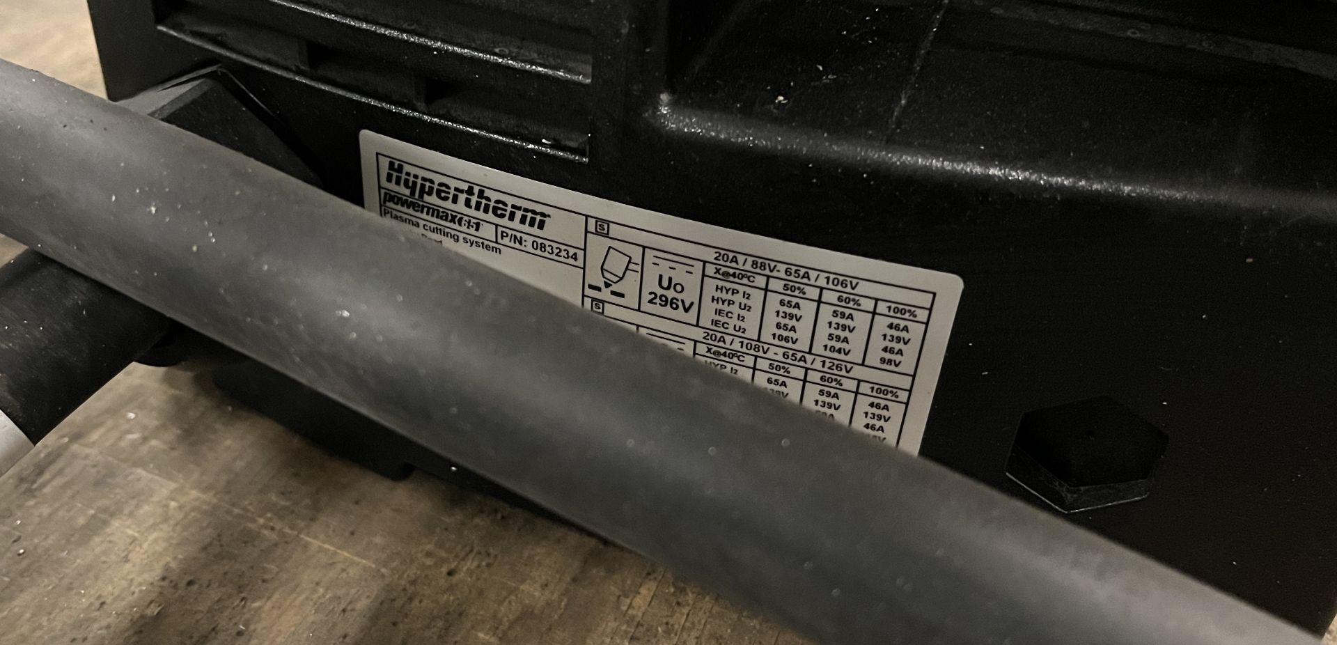 HYPERTHERM POWER MAX 65 PLASMA CUTTER W/ CART, CABLES, NOZZLE KIT - Image 3 of 4