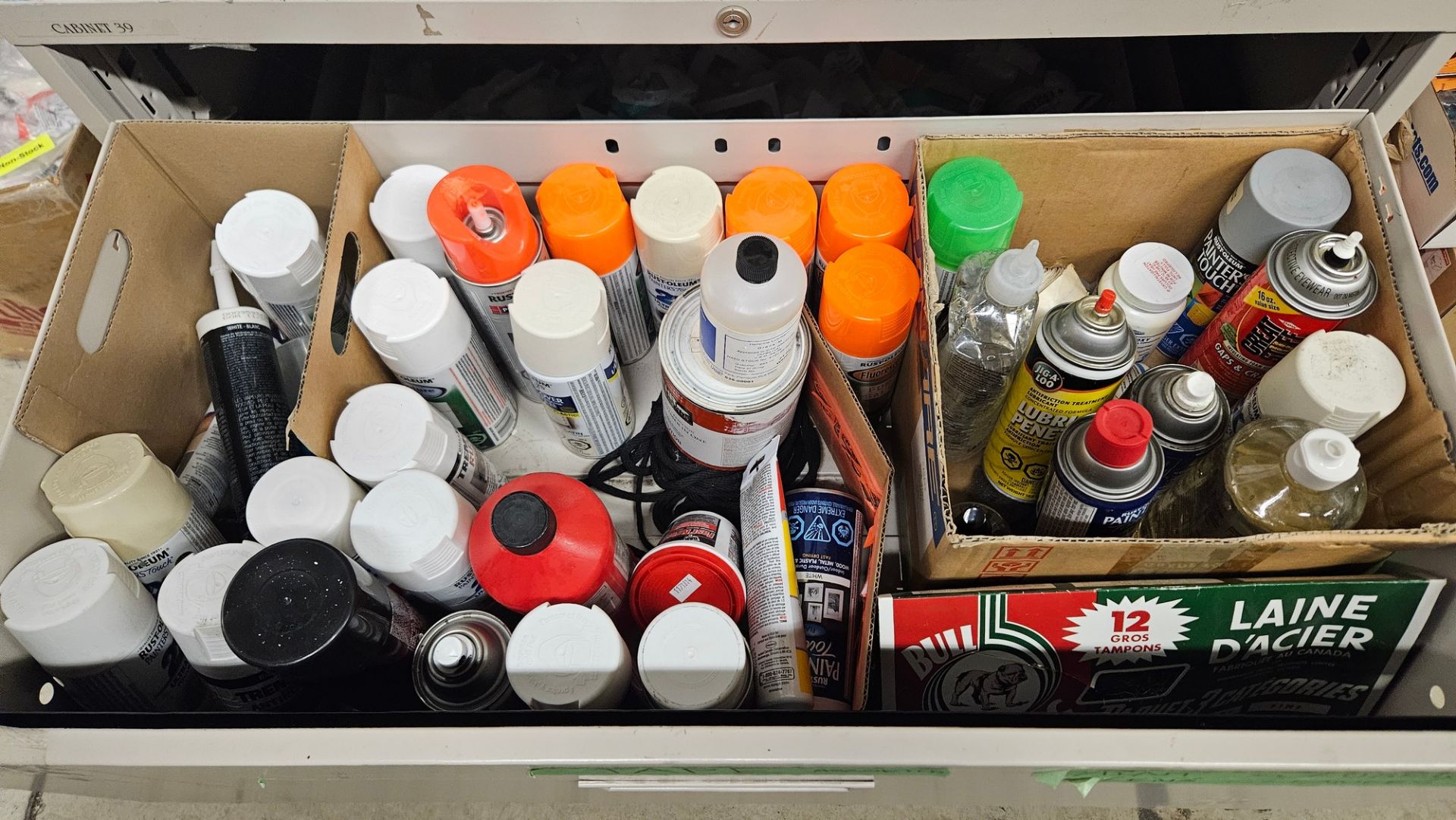 LOT OF PARTS BIN STORAGE UNIT W/ CONTENTS, PARTS BINS, HARDWARE, FILE CABINET W/ CONTENTS, - Image 12 of 14