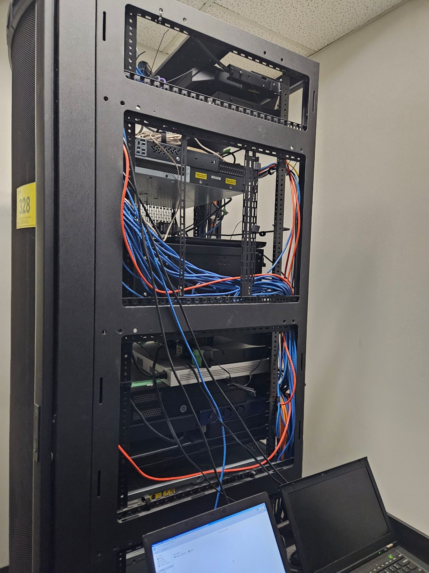 SERVER RACK W/ CONTENTS INCLUDING DELL LATITUDE E6410 LAPTOP, LENOVO ...