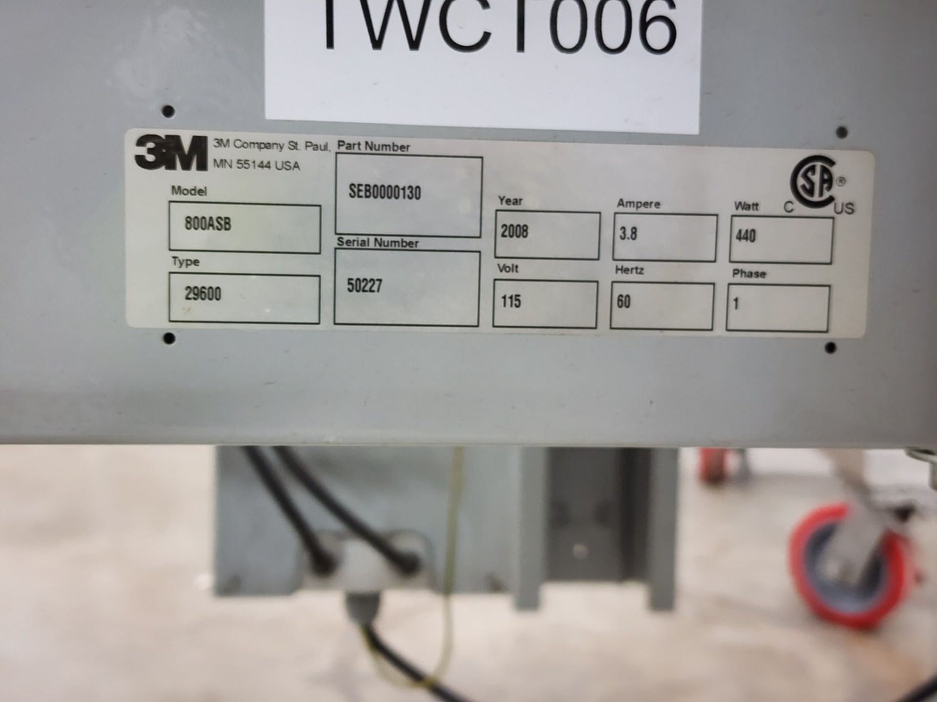 3M 800ASB Case Sealing System Machine 115V, 60HZ, 1PH, 440W, 3.8A - Image 10 of 10