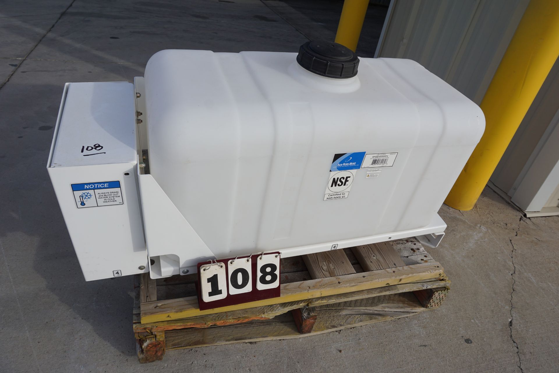 ACE ROTO MOLD 45 GALLON FLUID TANK W/ MOUNTING BRACKET, UNUSED