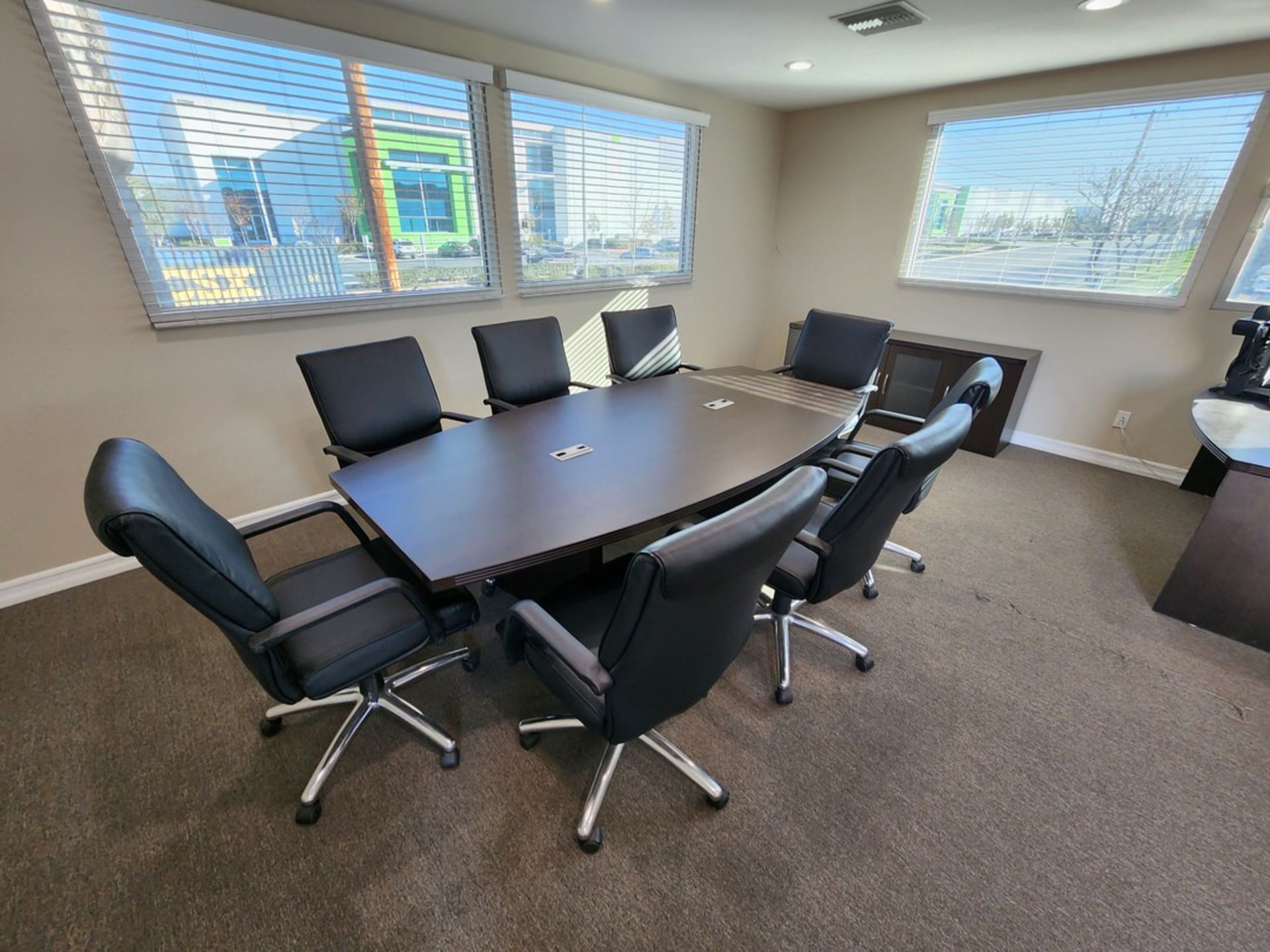 Office Contents Conference Table, L-Shape Desk, Credenza, Horizontal 2-Drawer File Cabinet, - Image 2 of 11