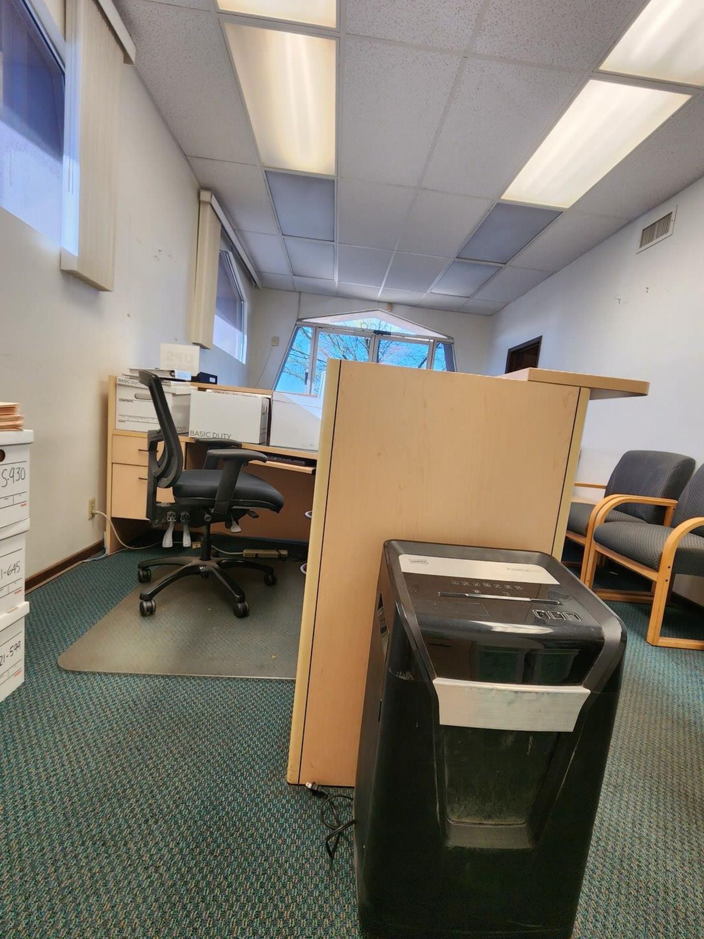 Office Contents (6) Chairs, 4-Door Cabinet, L-Shape Desk (No Electronics) - Image 4 of 12