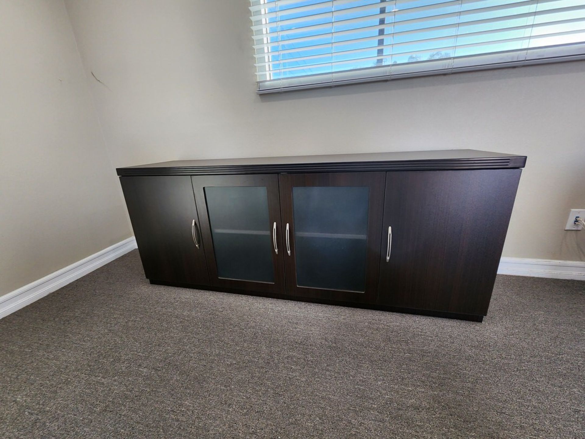 Office Contents Conference Table, L-Shape Desk, Credenza, Horizontal 2-Drawer File Cabinet, - Image 4 of 11