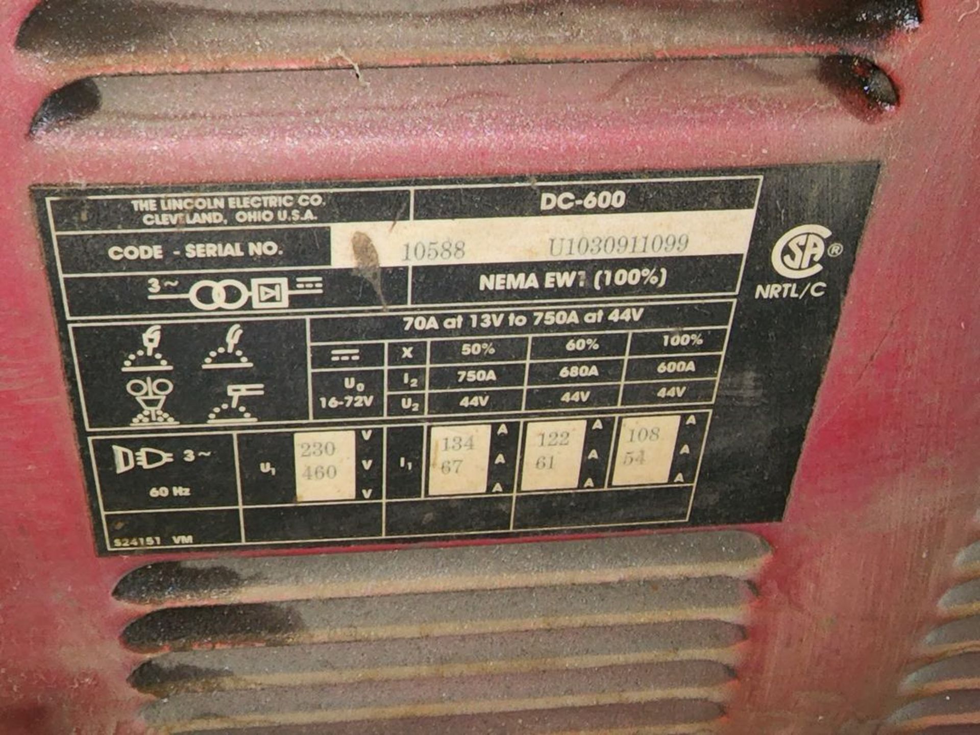 LE DC 600 Multi-Processing Welder 230/460V, 3PH, 60HZ, 600A - Image 5 of 5