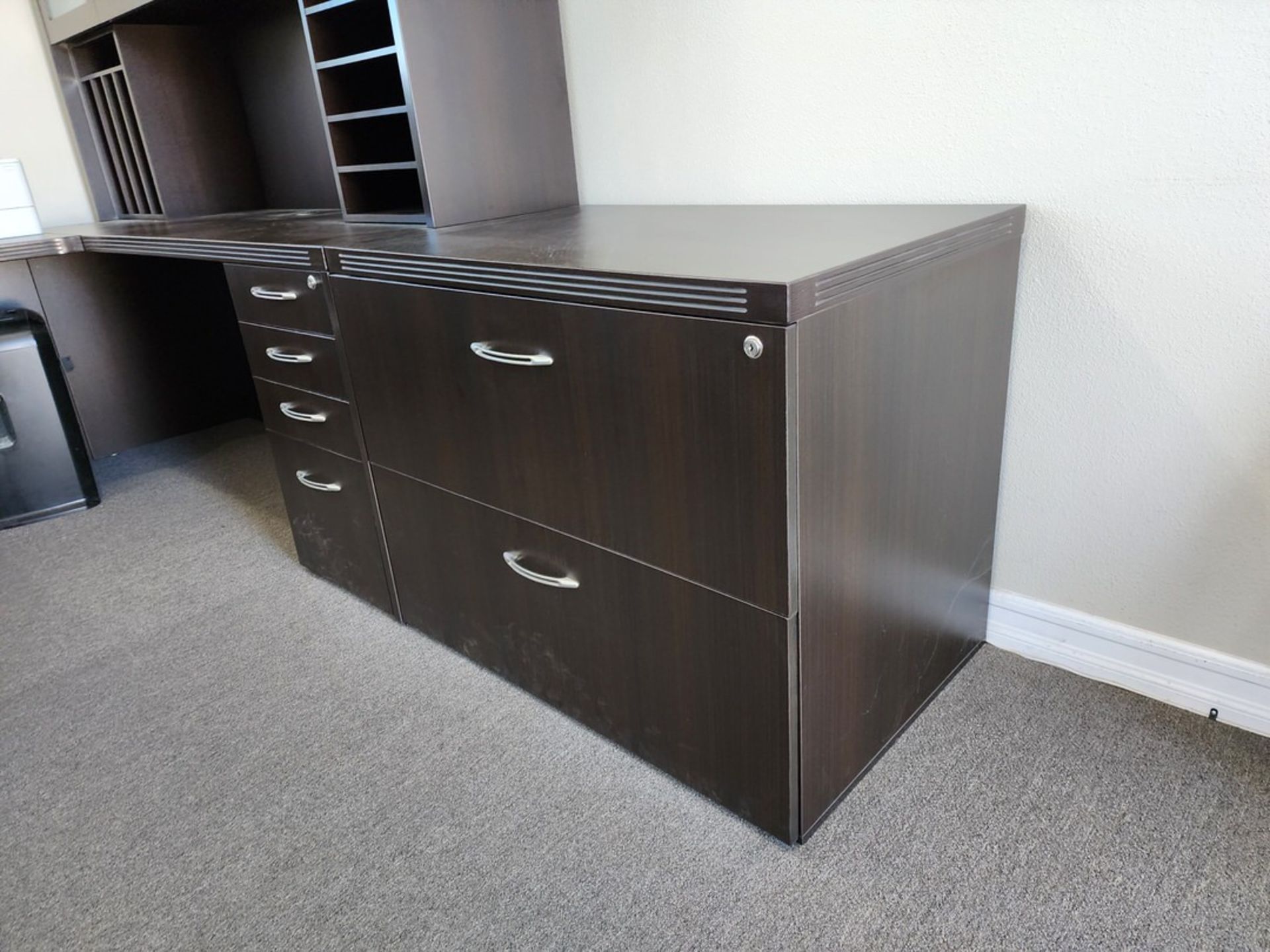 Office Contents Conference Table, L-Shape Desk, Credenza, Horizontal 2-Drawer File Cabinet, - Image 10 of 11