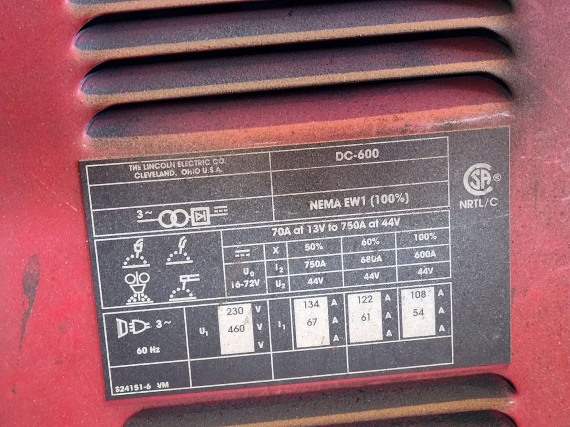 LE DC 600 Multi-Processing Welder 230/460V, 3PH, 60HZ, 600A - Image 3 of 3