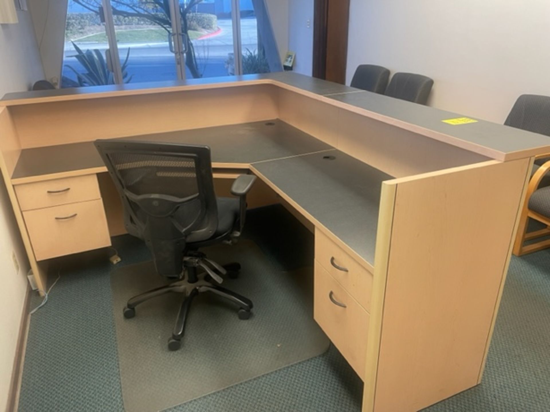 Office Contents (6) Chairs, 4-Door Cabinet, L-Shape Desk (No Electronics) - Image 11 of 12