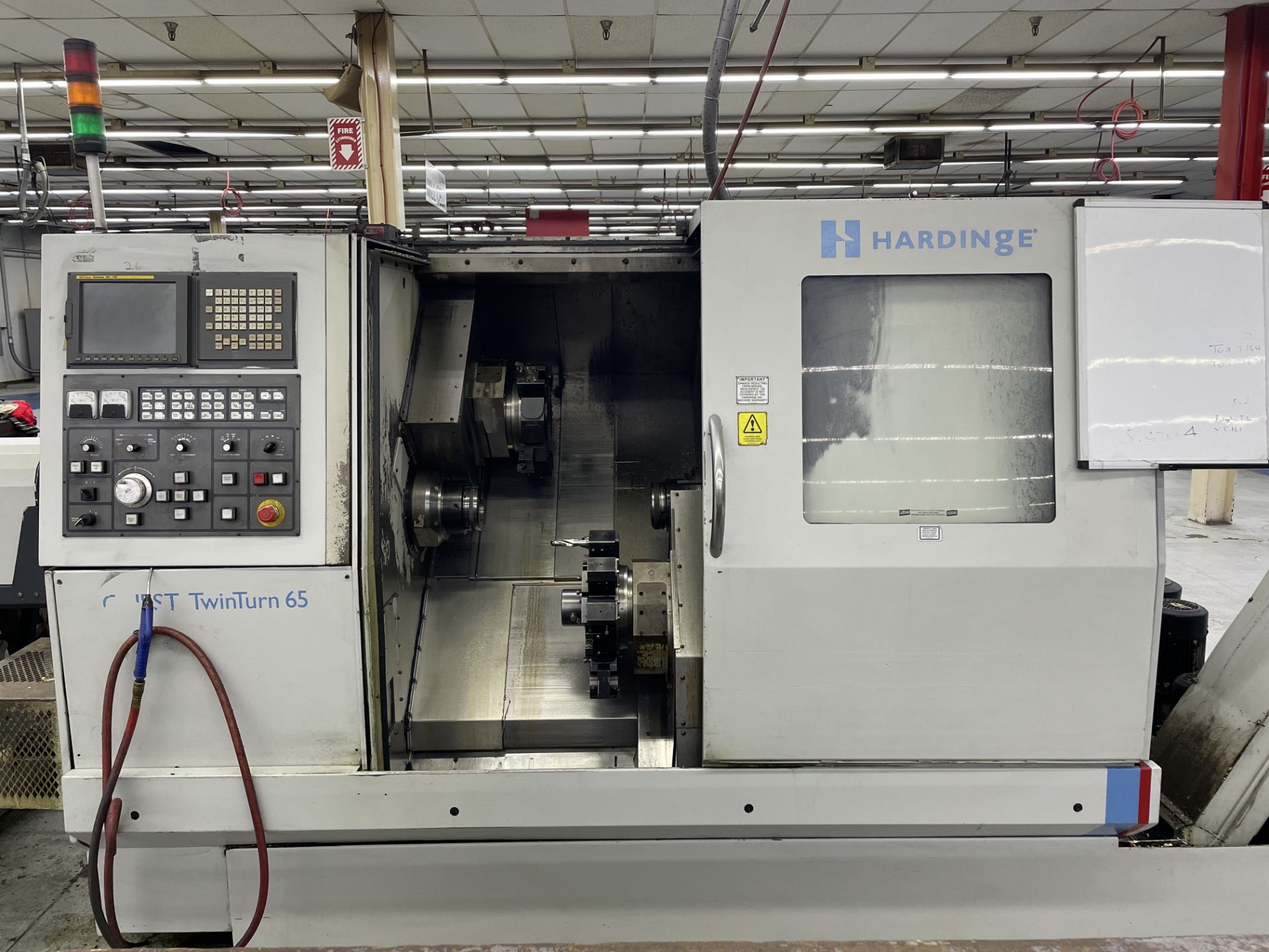 HARDINGE QUEST TWIN TURN 65 CNC LATHE, MDL: TT65, TWIN 12 POSITION TURRENTS, GE FANUC SERIES 18I-