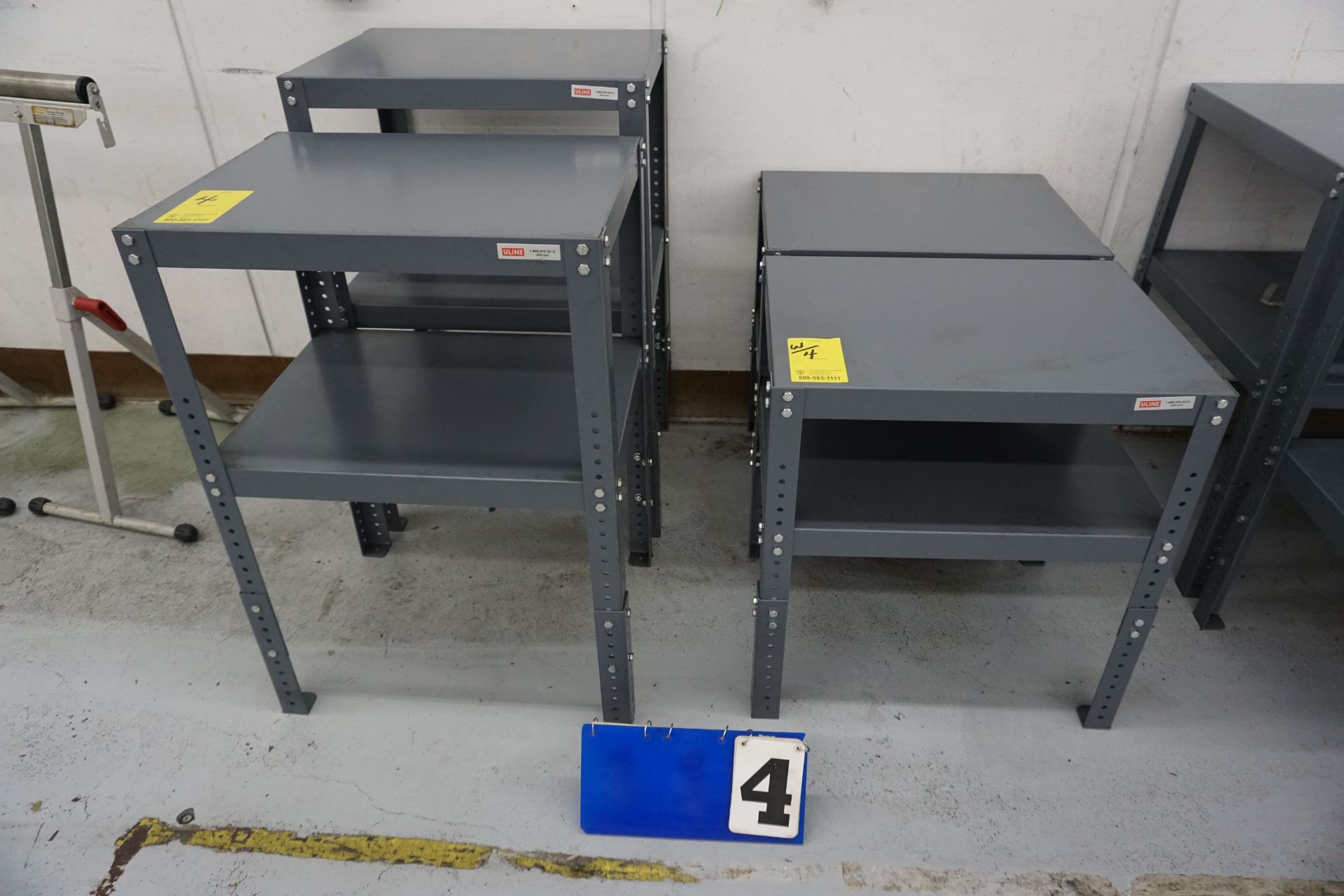 (4) U LINE STEEL TABLES, 24" X 18" ADJ HT